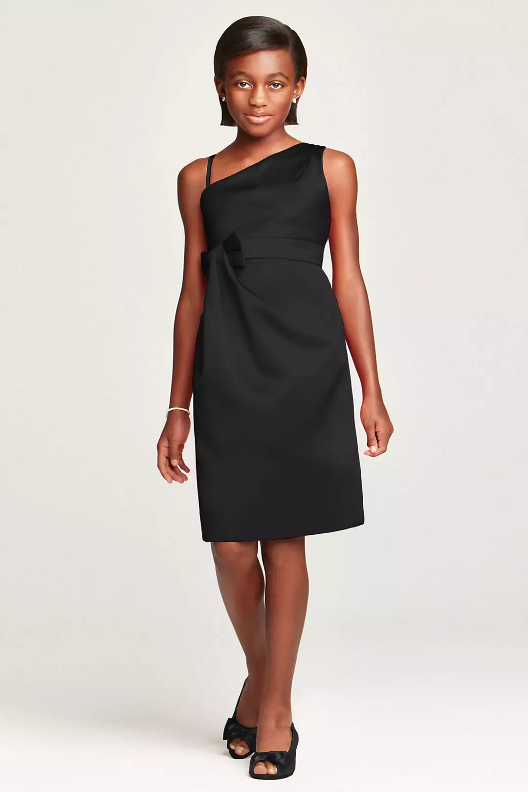 Satin Faux One Shoulder with Bow at Waist - Image 18