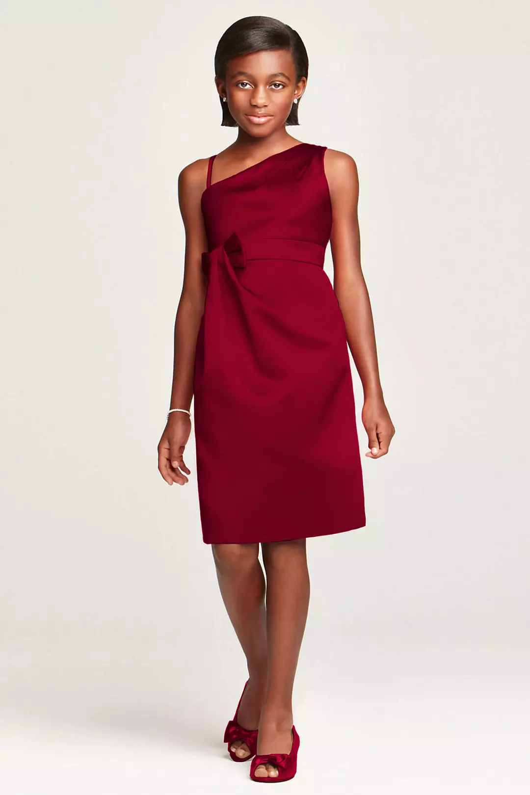Satin Faux One Shoulder with Bow at Waist - Image 20