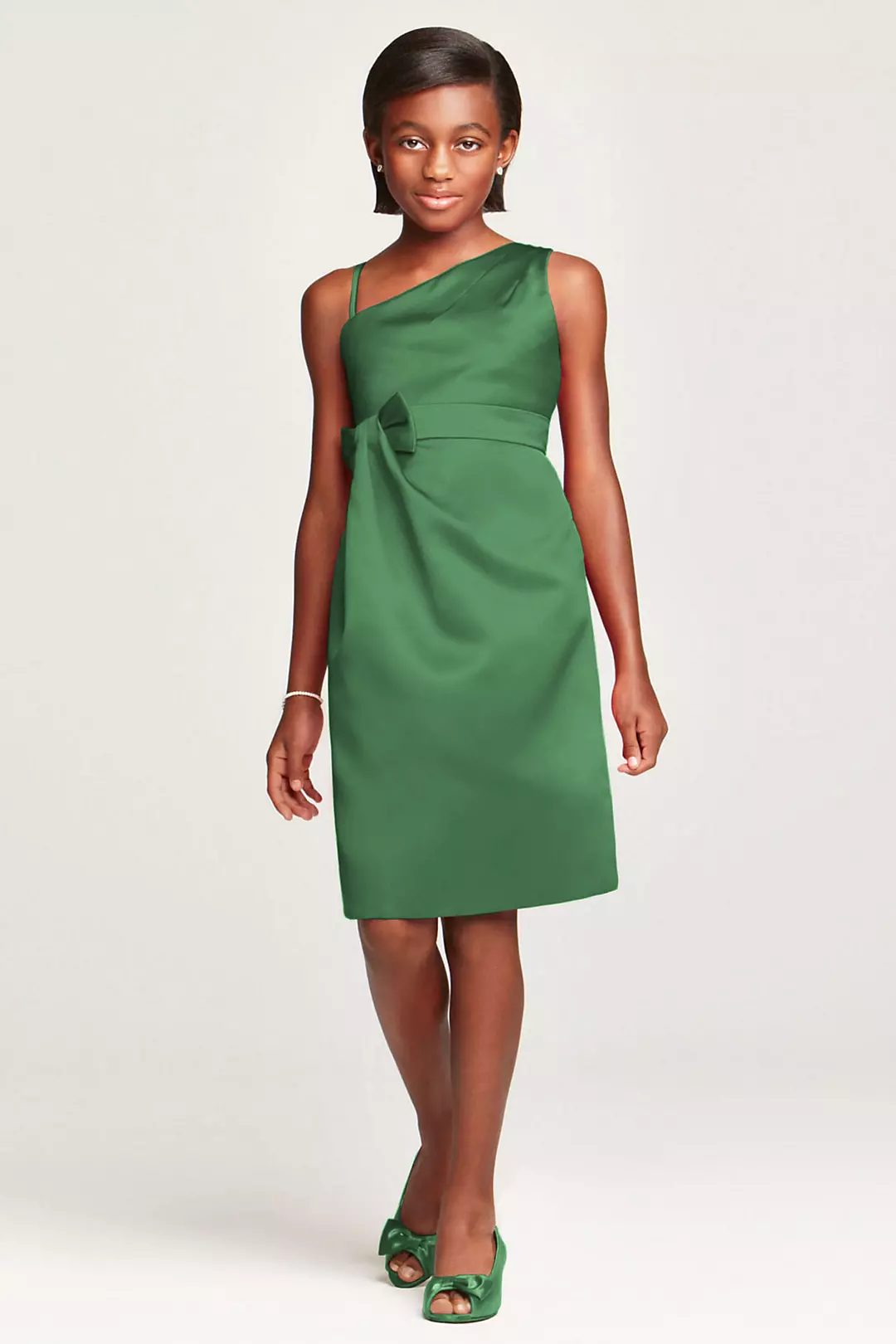 Satin Faux One Shoulder with Bow at Waist - Image 21