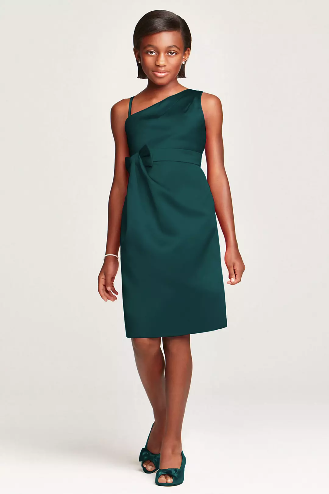 Satin Faux One Shoulder with Bow at Waist - Image 22