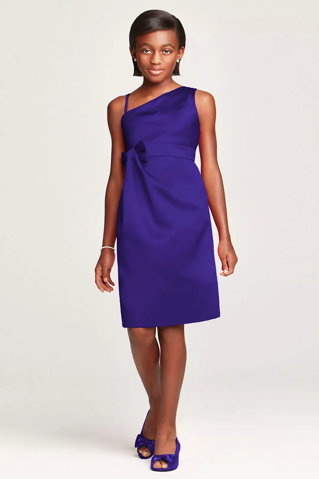 Satin Faux One Shoulder with Bow at Waist - Image 27
