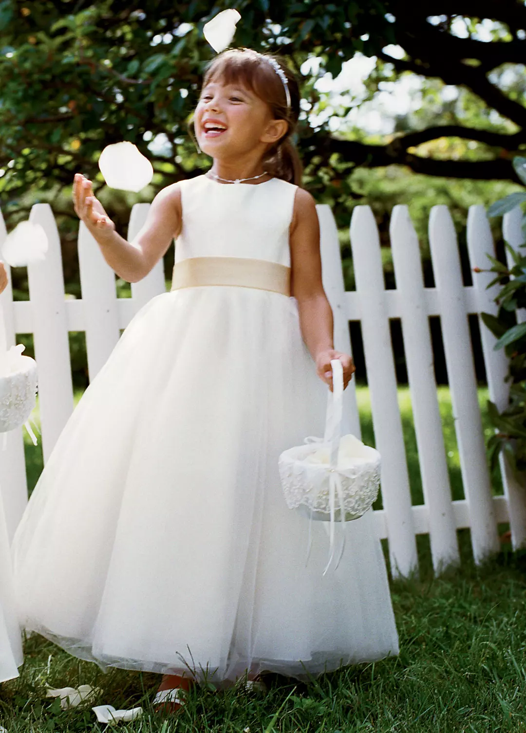 Satin Flower Girl Dress with Tulle Skirt - Image 5