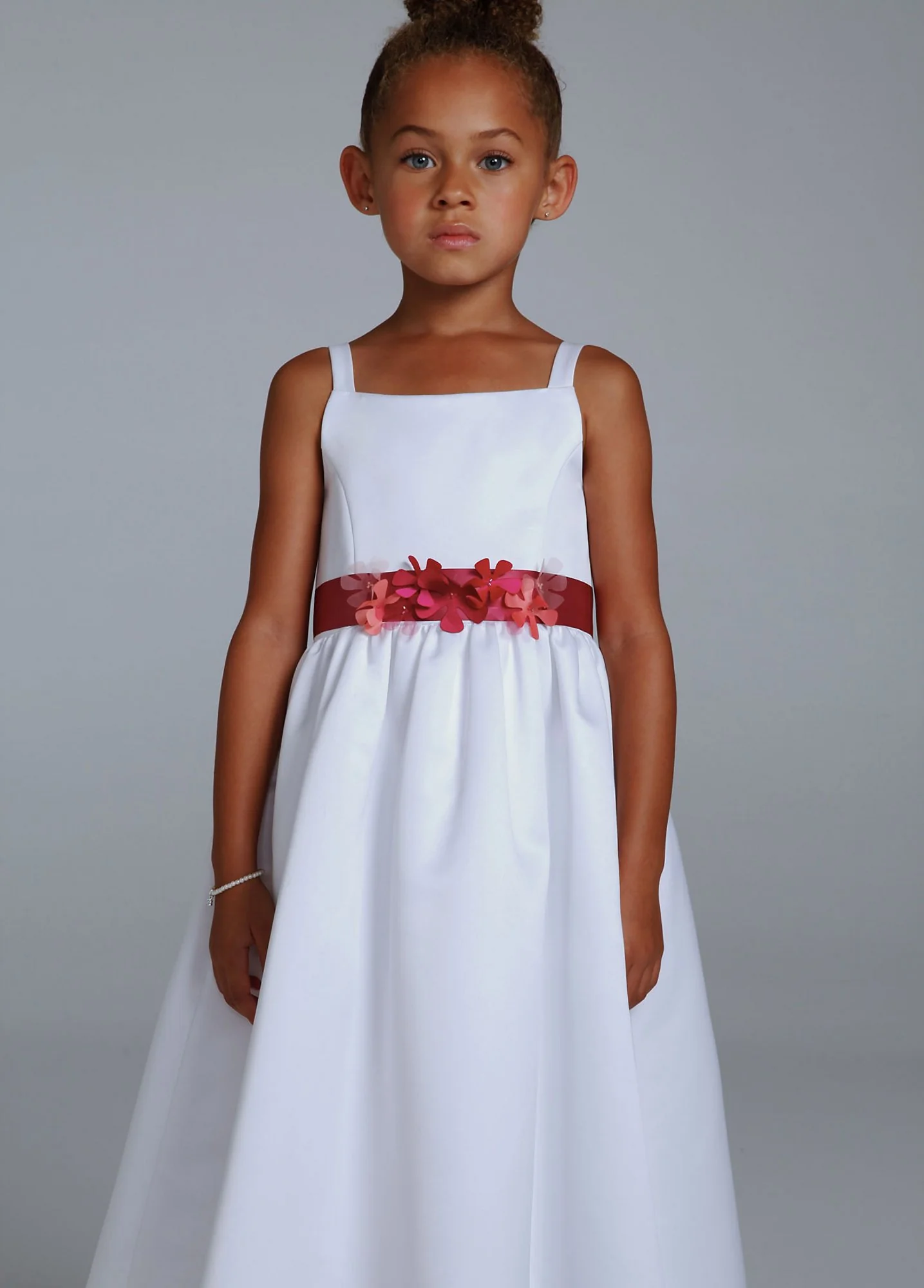 Satin Flower Girl Sash with 3D Floral Detail - Image 3