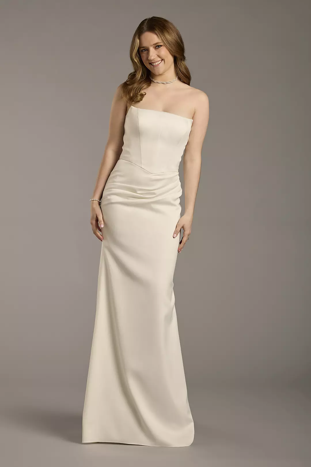 Satin Inverted Sweetheart Neckline Wedding Dress - Image 19