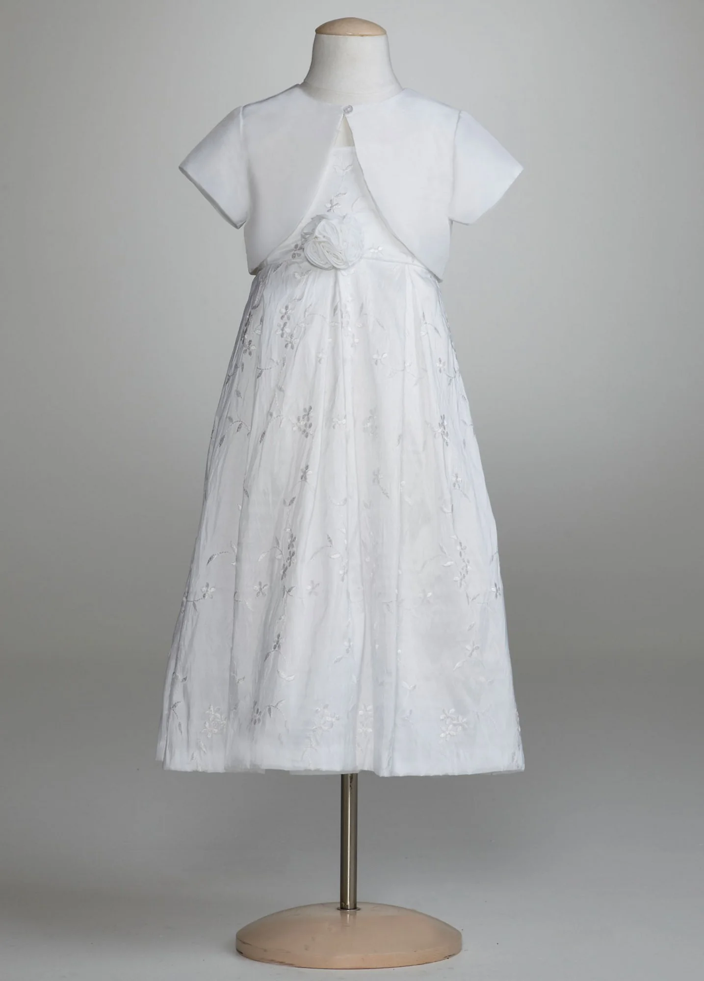 Satin Jacket Dress with 3D Floral Detail