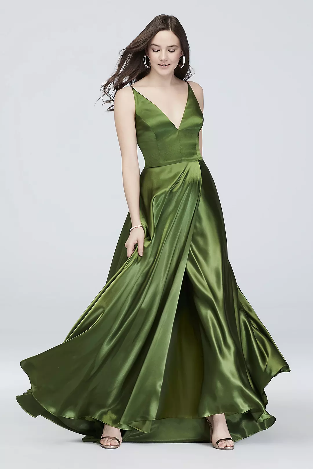 Satin Lace Up A-Line Ballgown with Pockets