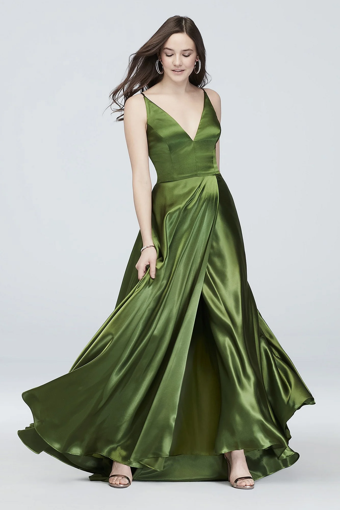 Satin Lace Up A-Line Ballgown with Pockets - Image 2