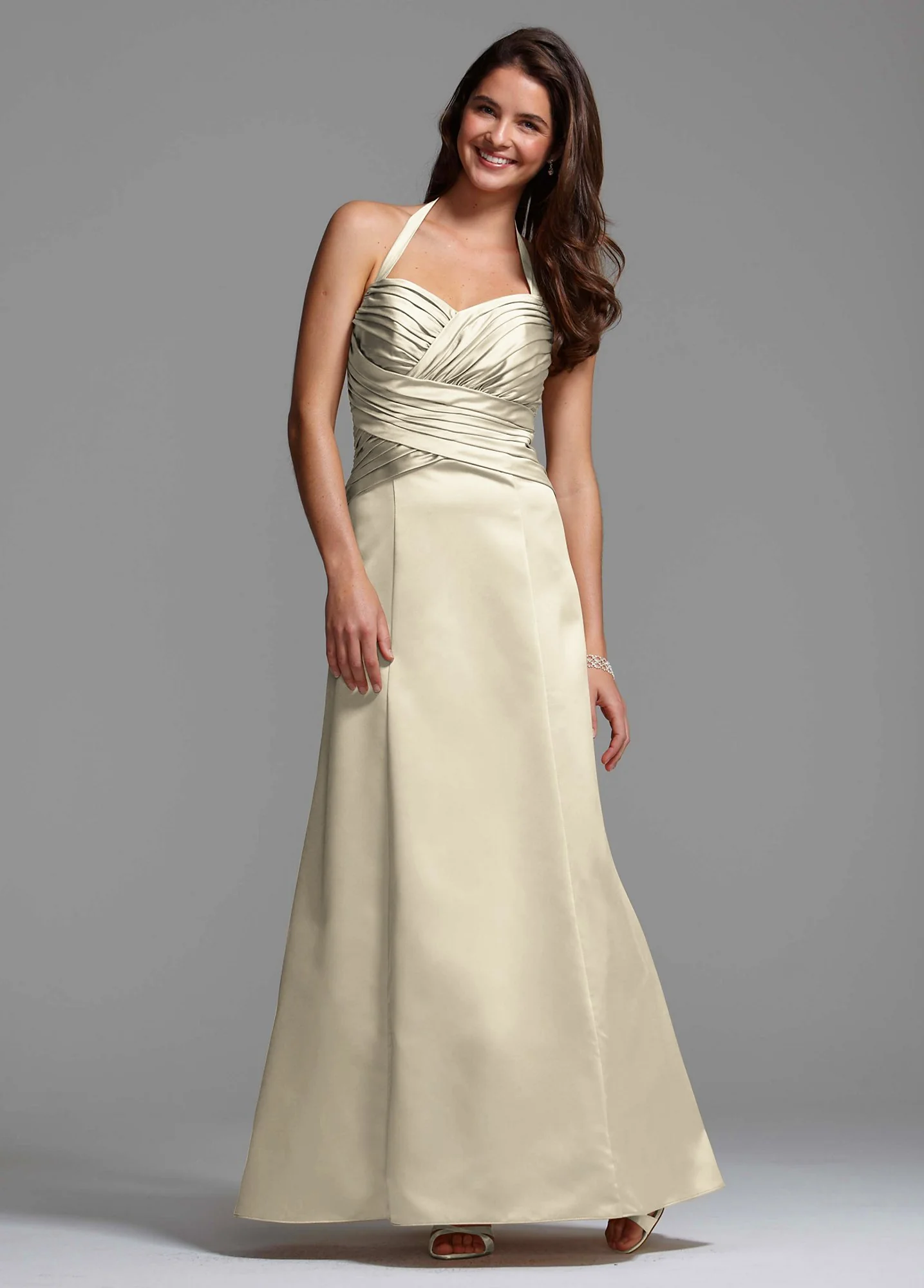 Satin Long Halter Ball Gown - Image 2
