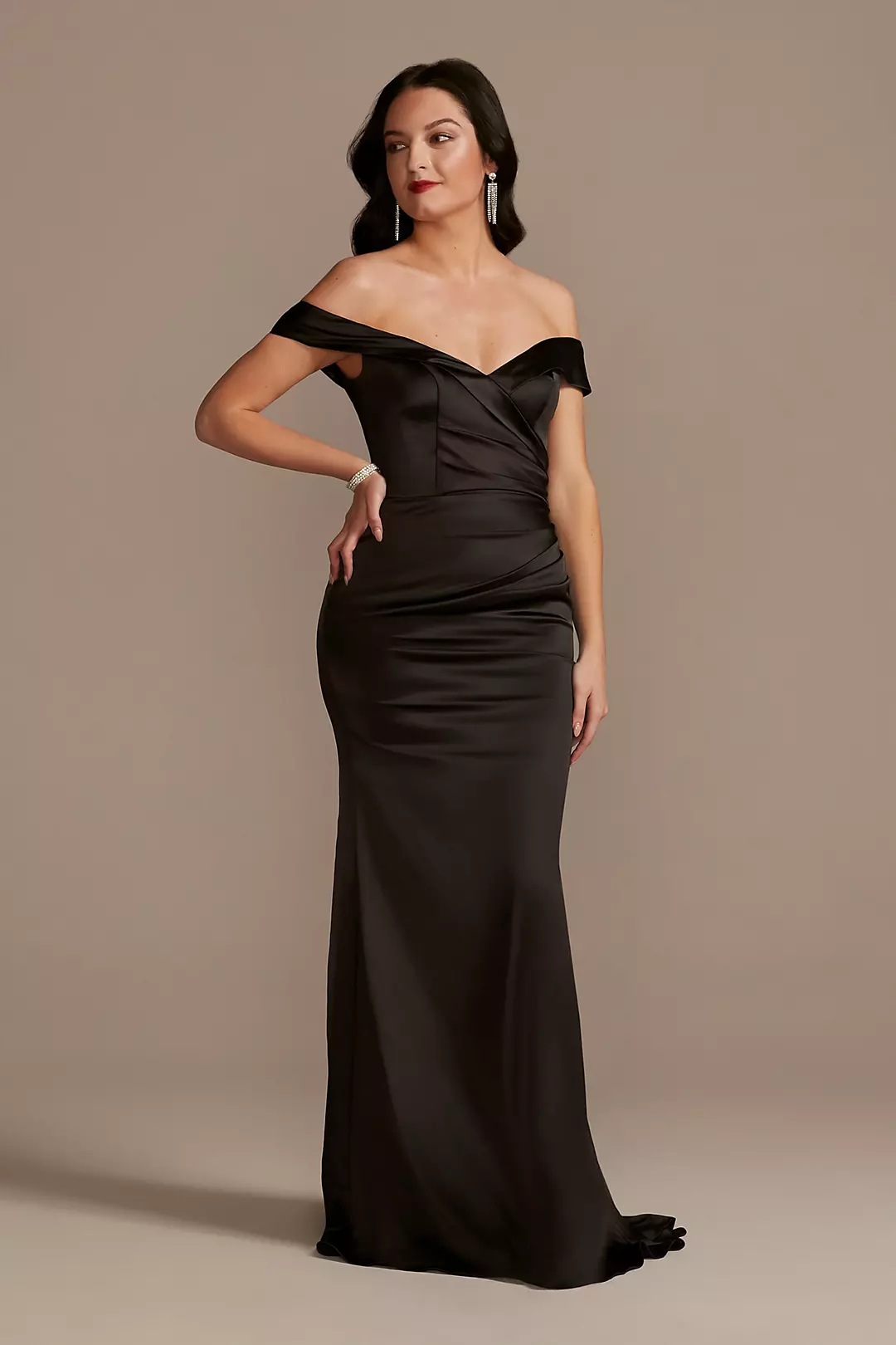 Satin Off-the-Shoulder Mermaid Dress - Image 26