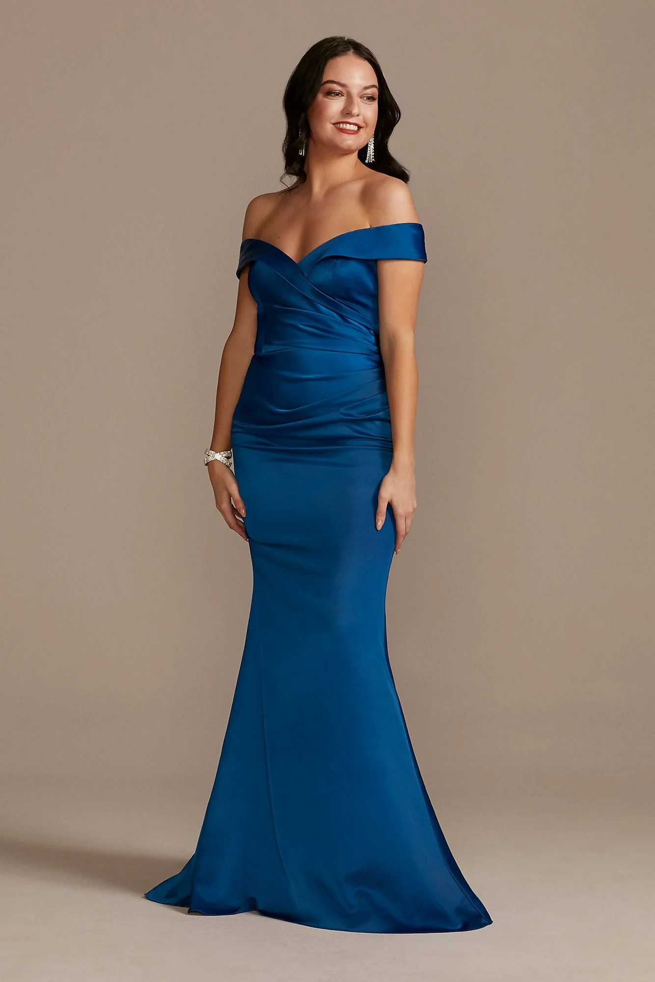 Satin Off-the-Shoulder Mermaid Dress - Image 31