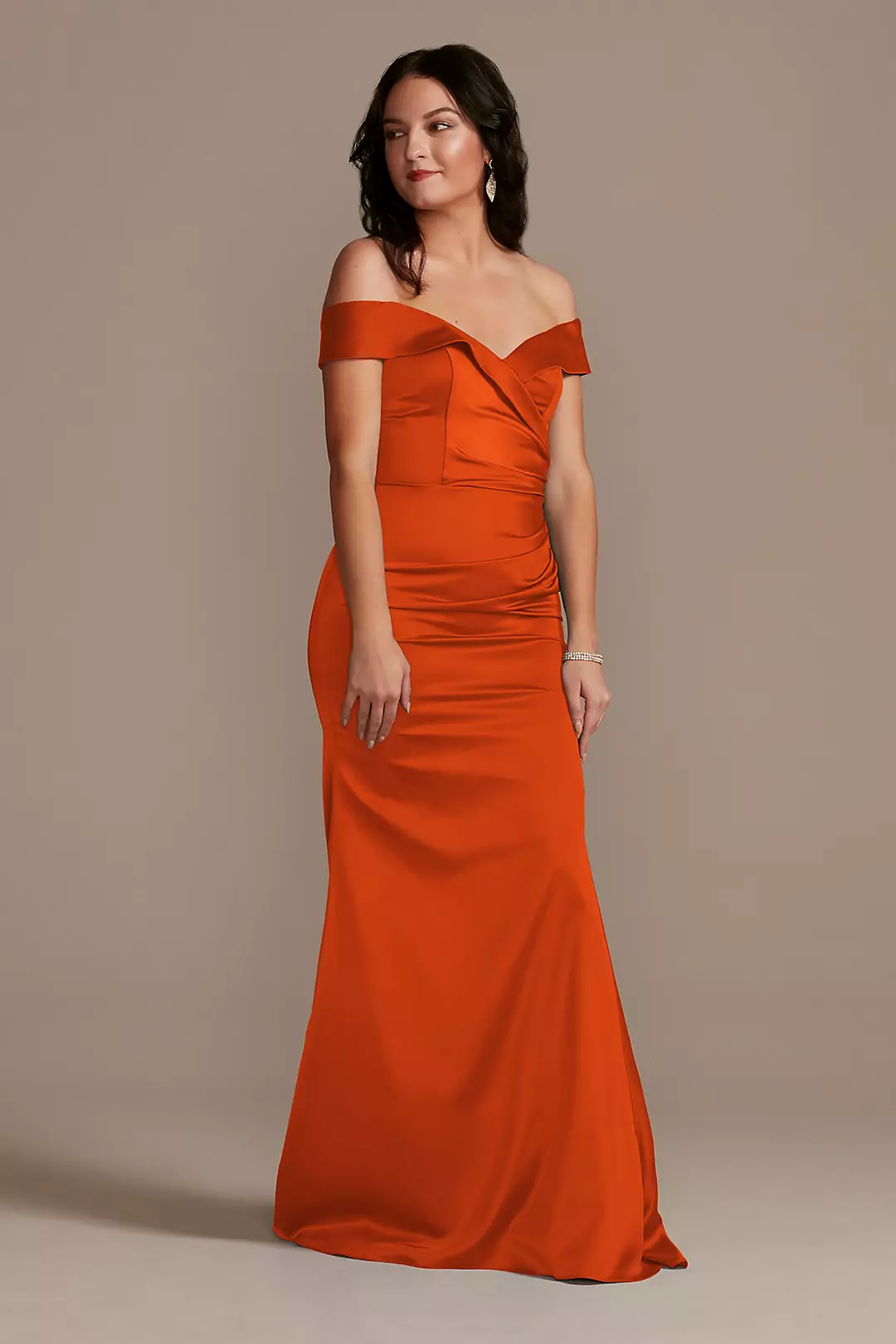 Satin Off-the-Shoulder Mermaid Dress - Image 38