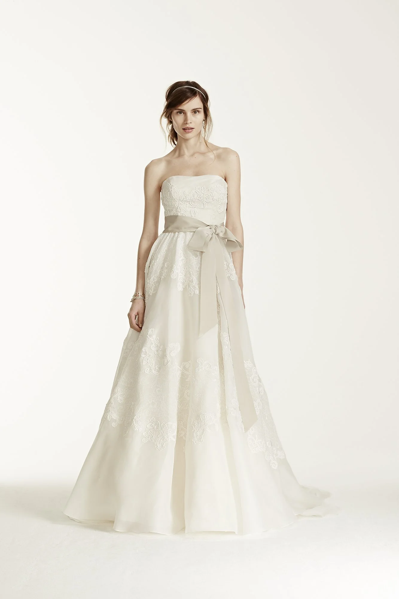 Satin Organza and Lace Applique Wedding Dress - Image 2