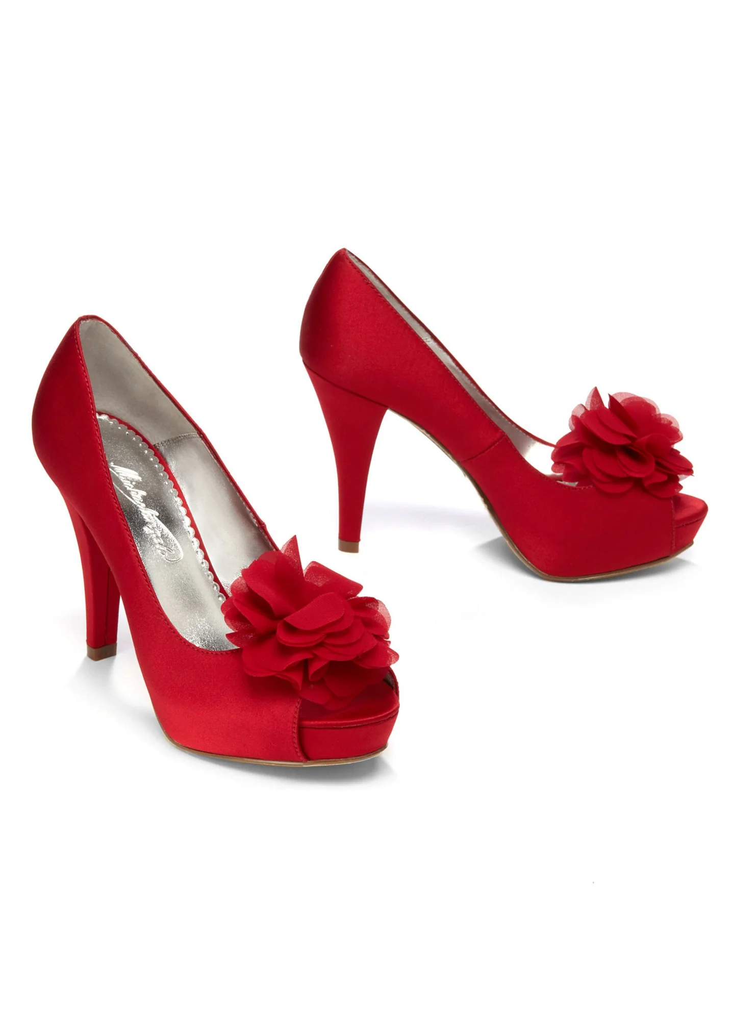 Satin Peep Toe with Chiffon Flower Poof Clip