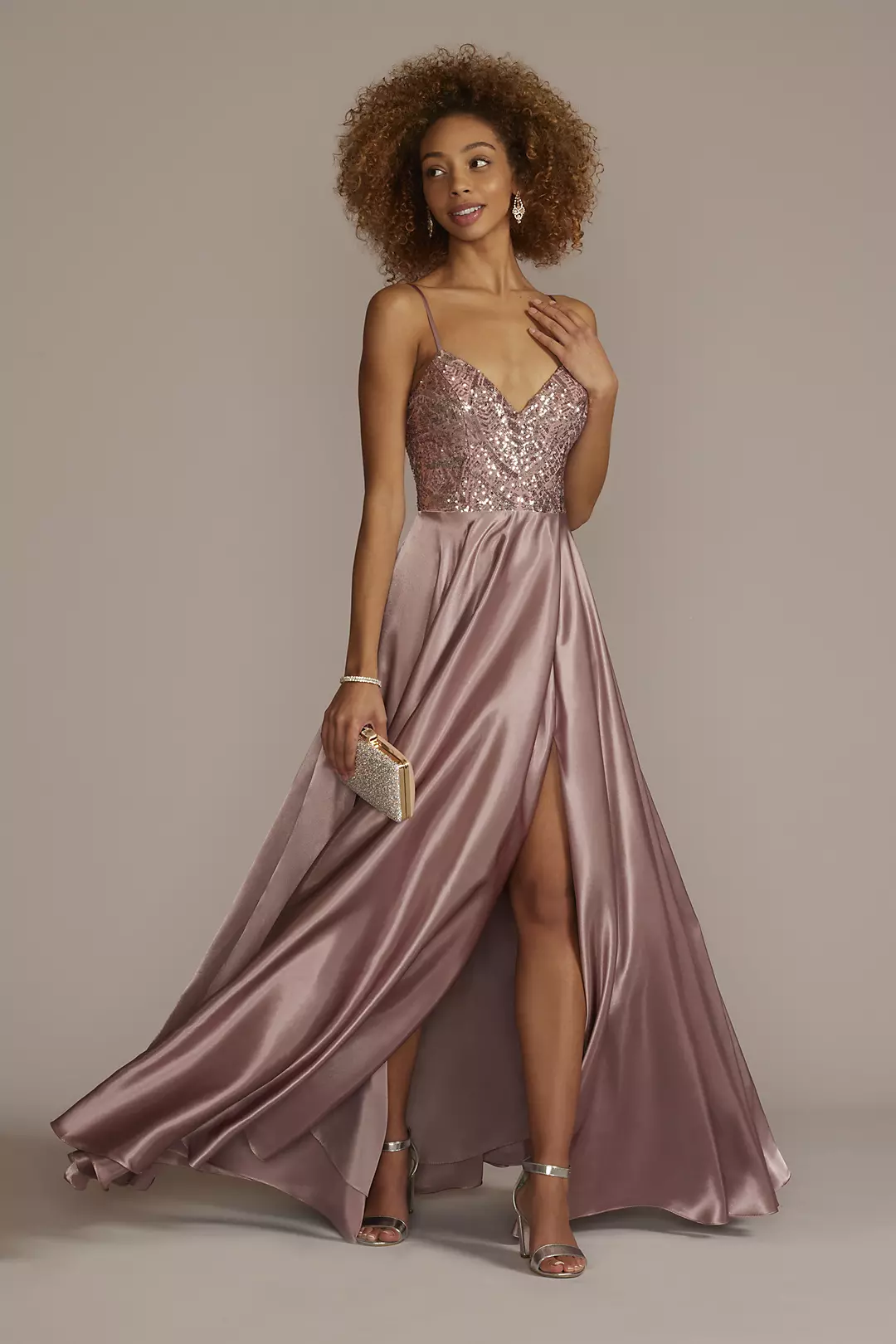 Satin Prom Dress with Beaded Bodice - Image 5