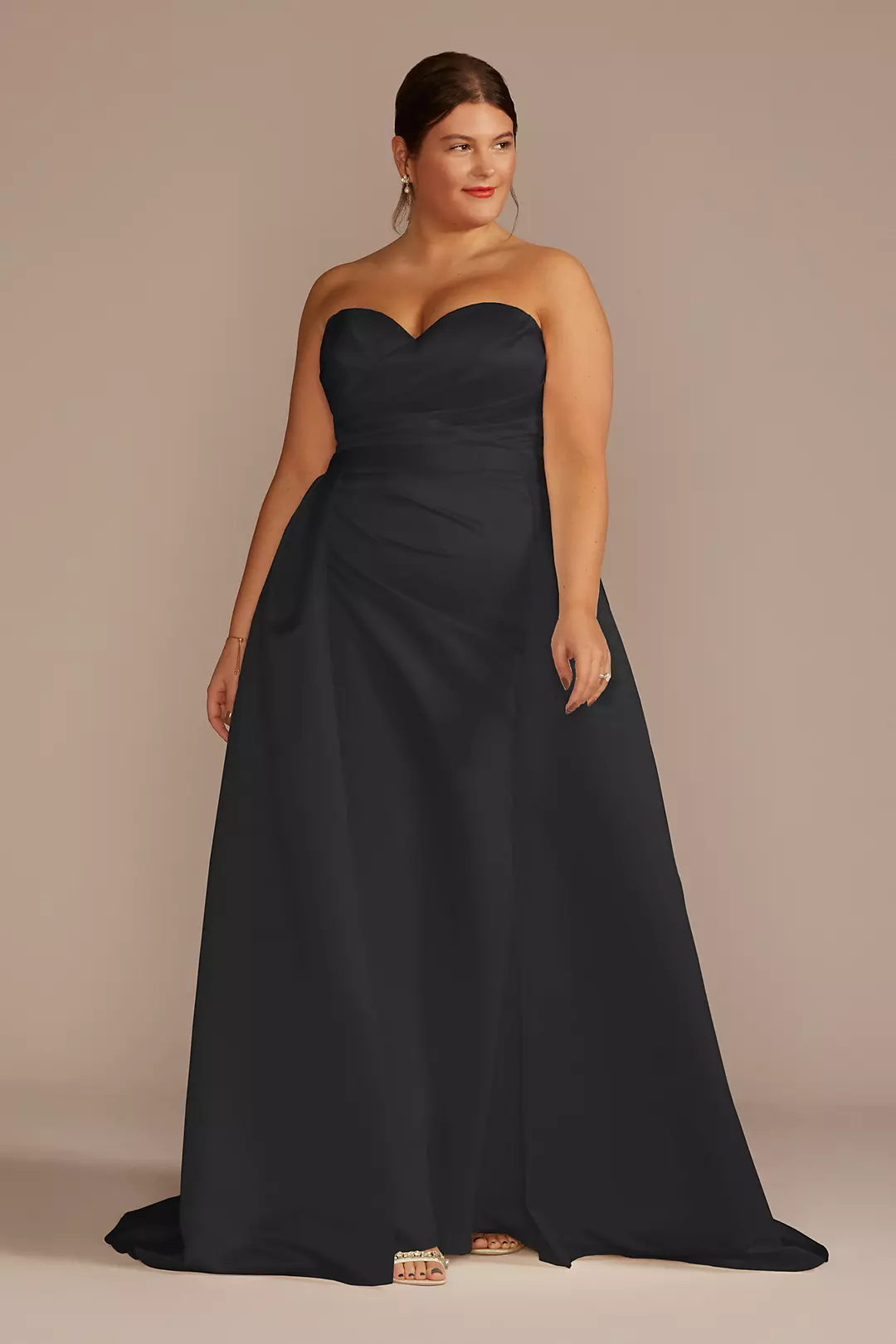 Satin Ruched Bodice Wedding Dress with Overskirt - Image 18