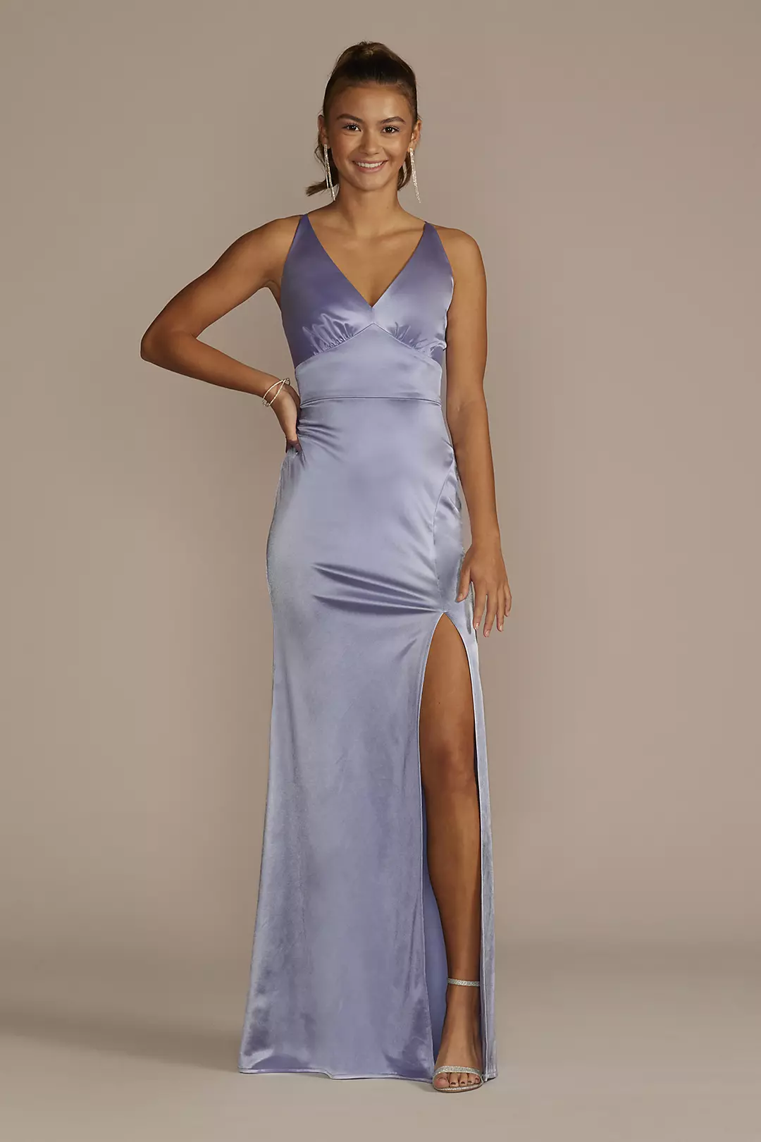 Satin Sheath Dress with Lace-Up Back - Image 8