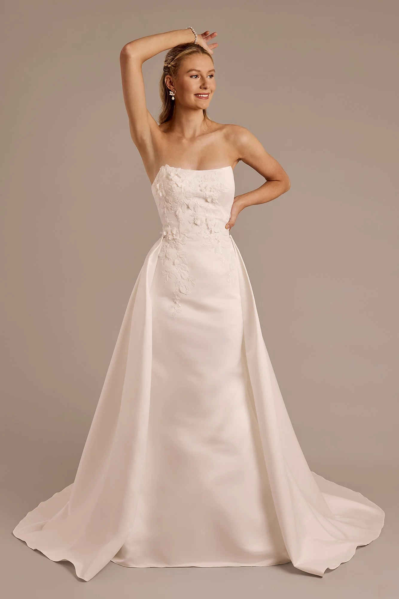 Satin Sheath Dress with Overskirt - Image 3