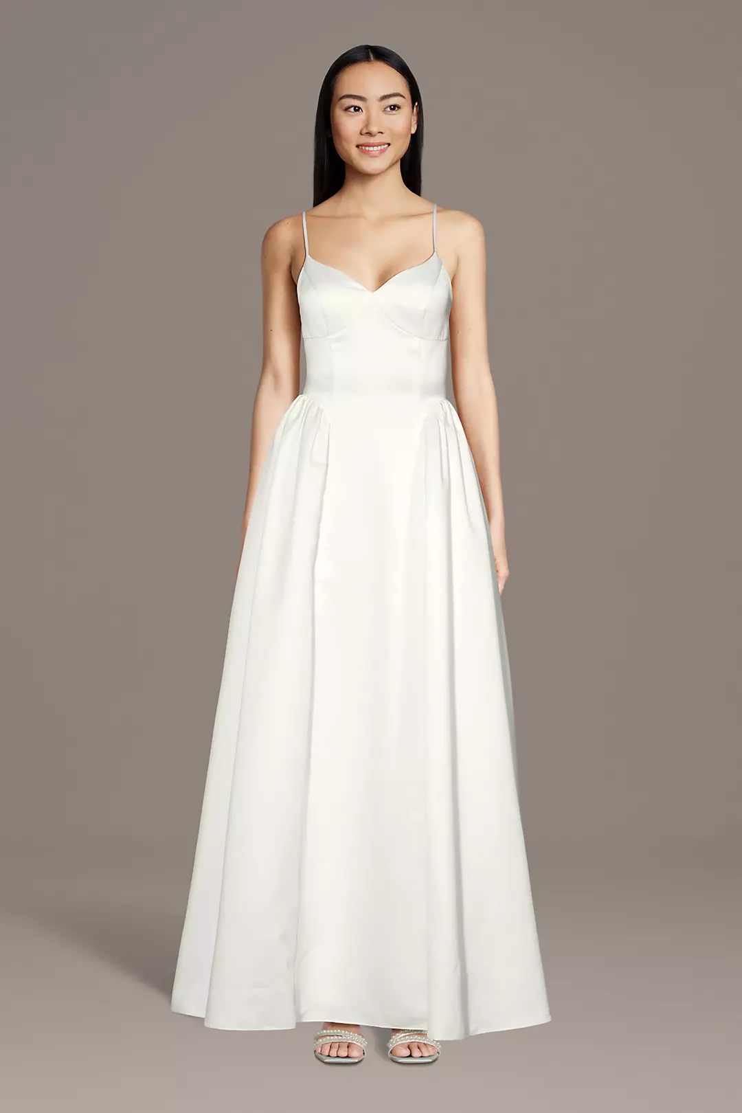 Satin Spaghetti Strap Ball Gown Wedding Dress