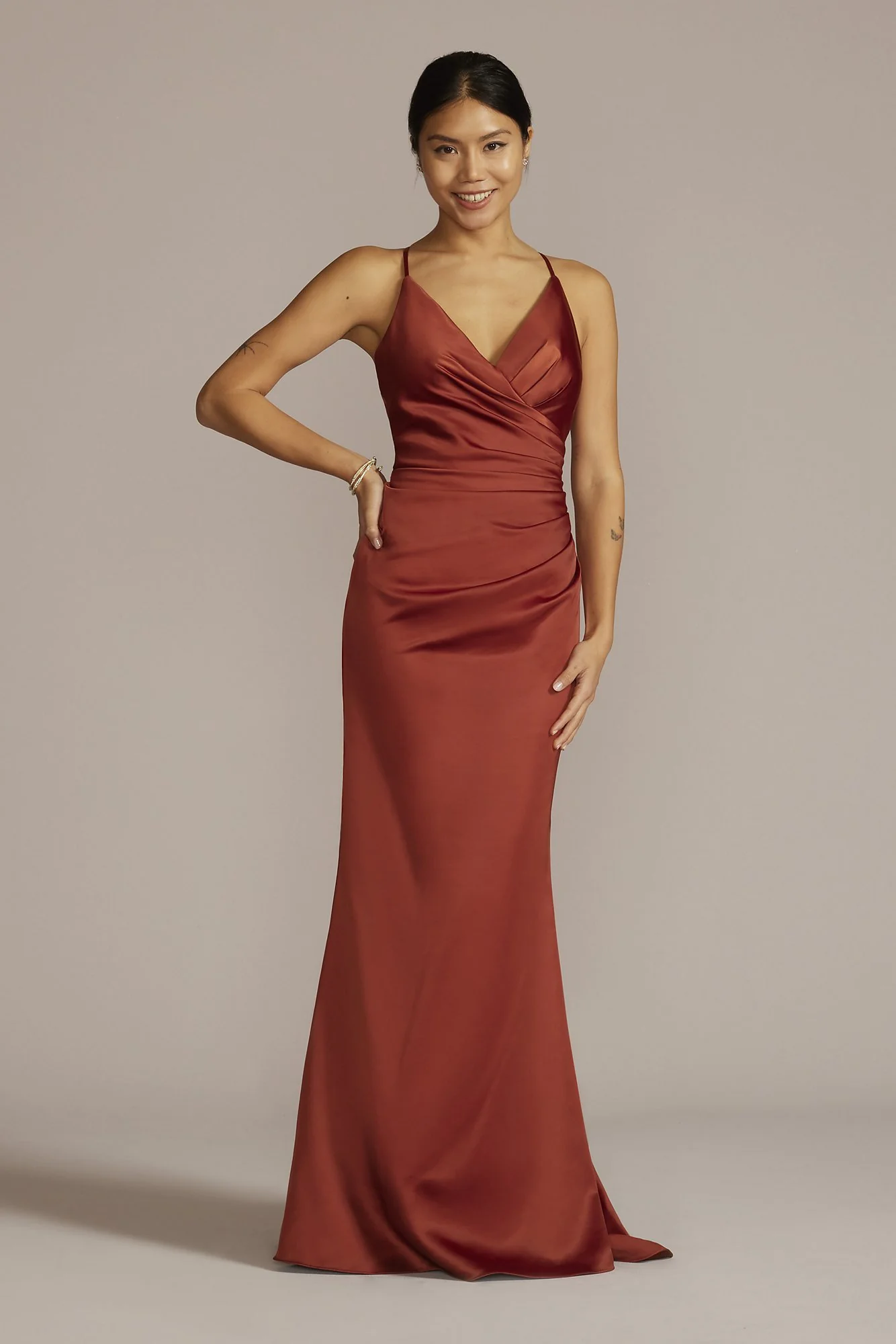 Satin Spaghetti Strap Mermaid Dress - Image 11