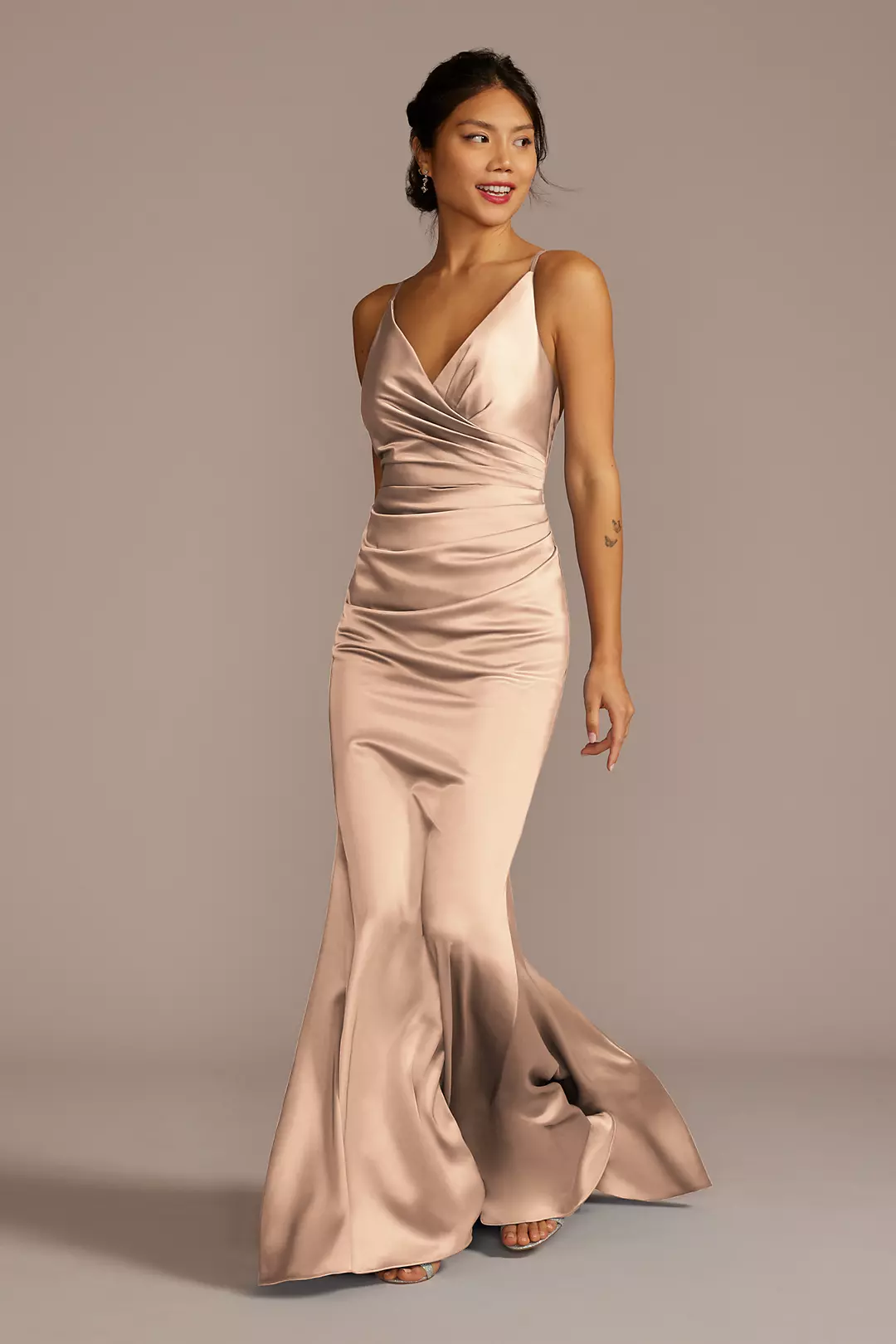 Satin Spaghetti Strap Mermaid Dress - Image 25