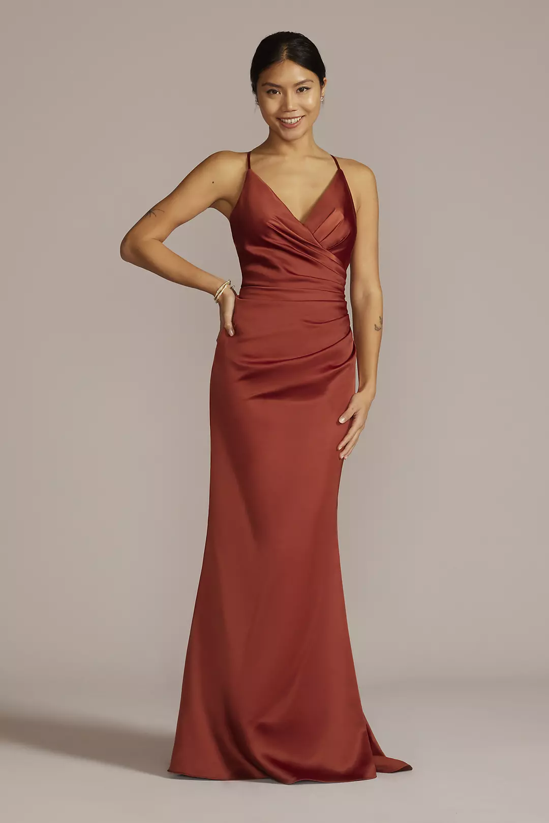 Satin Spaghetti Strap Mermaid Dress - Image 29