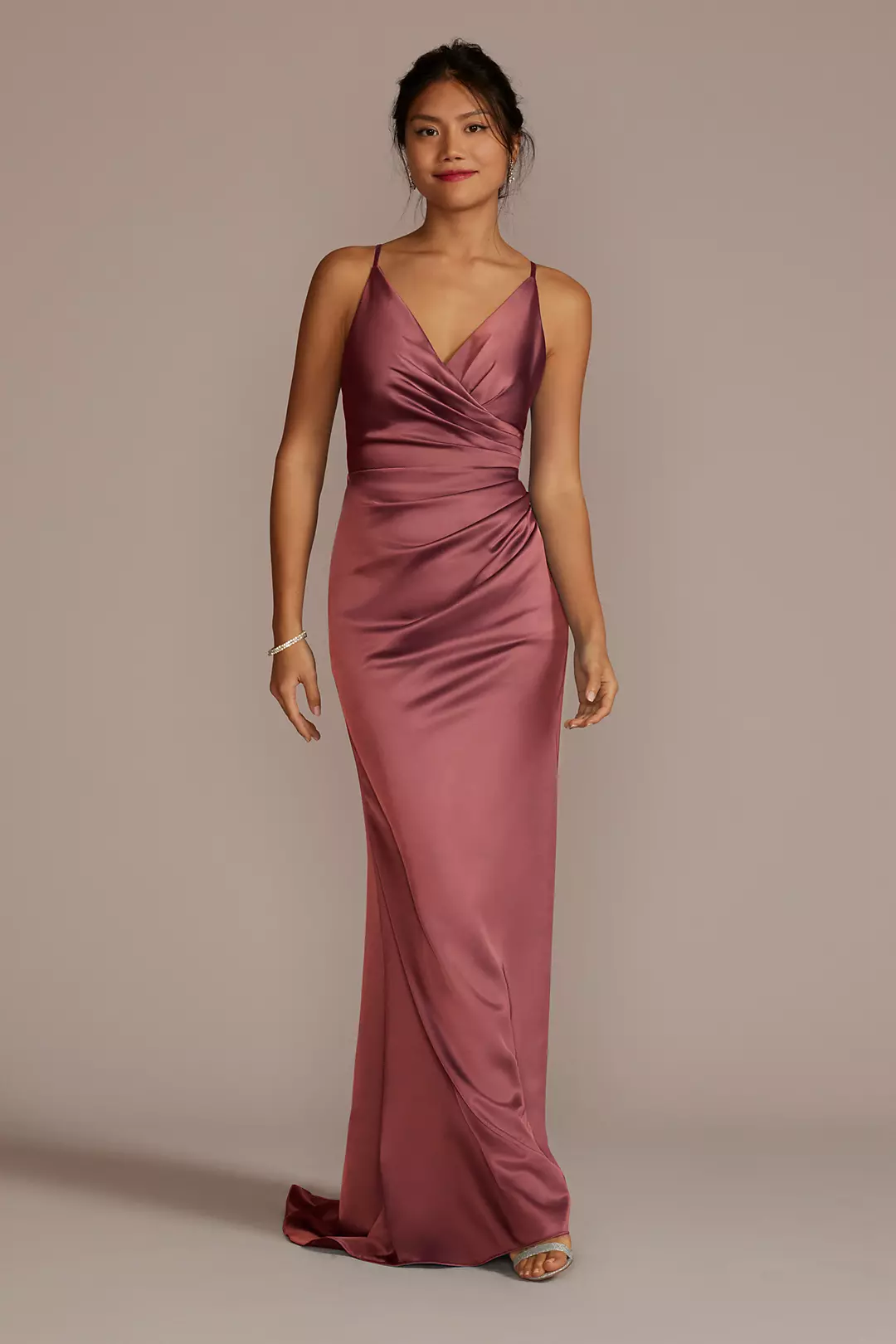 Satin Spaghetti Strap Mermaid Dress - Image 35