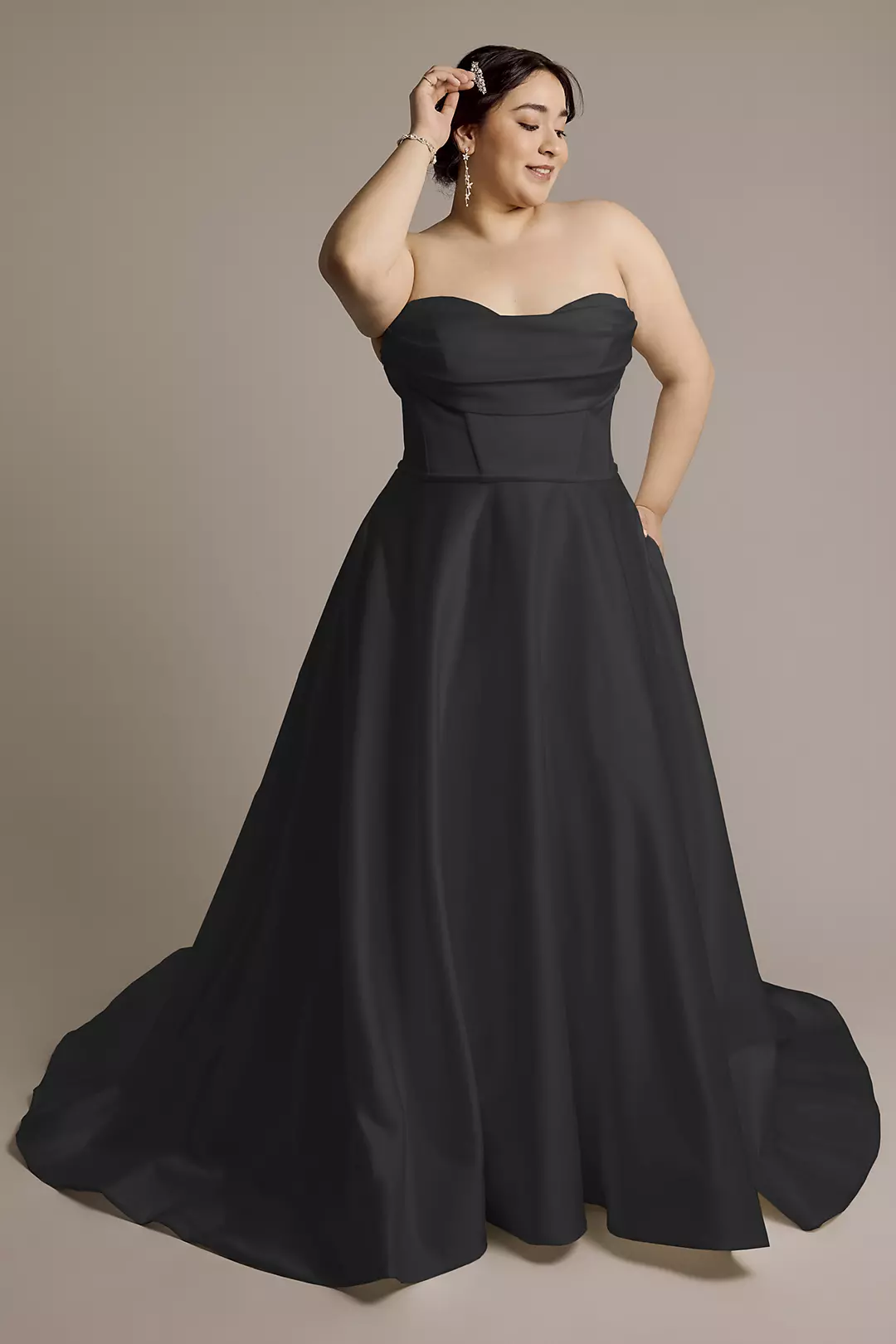 Satin Strapless Ball Gown Wedding Dress - Image 10