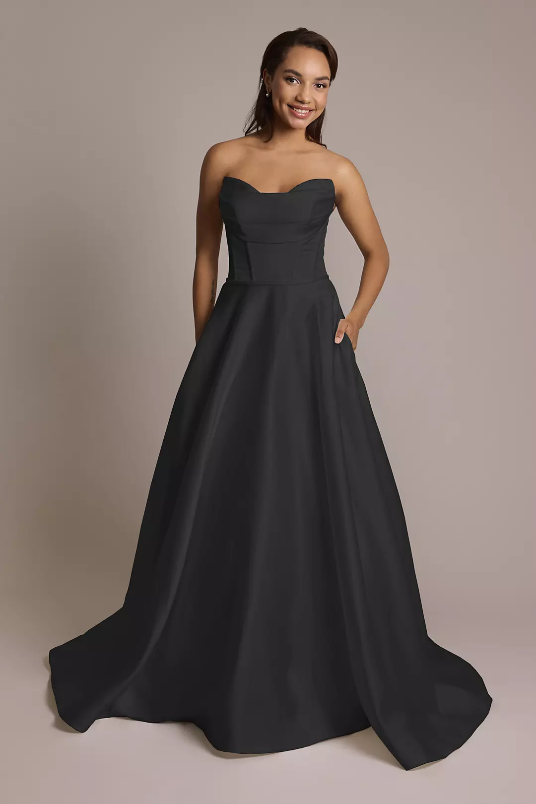Satin Strapless Ball Gown Wedding Dress - Image 2