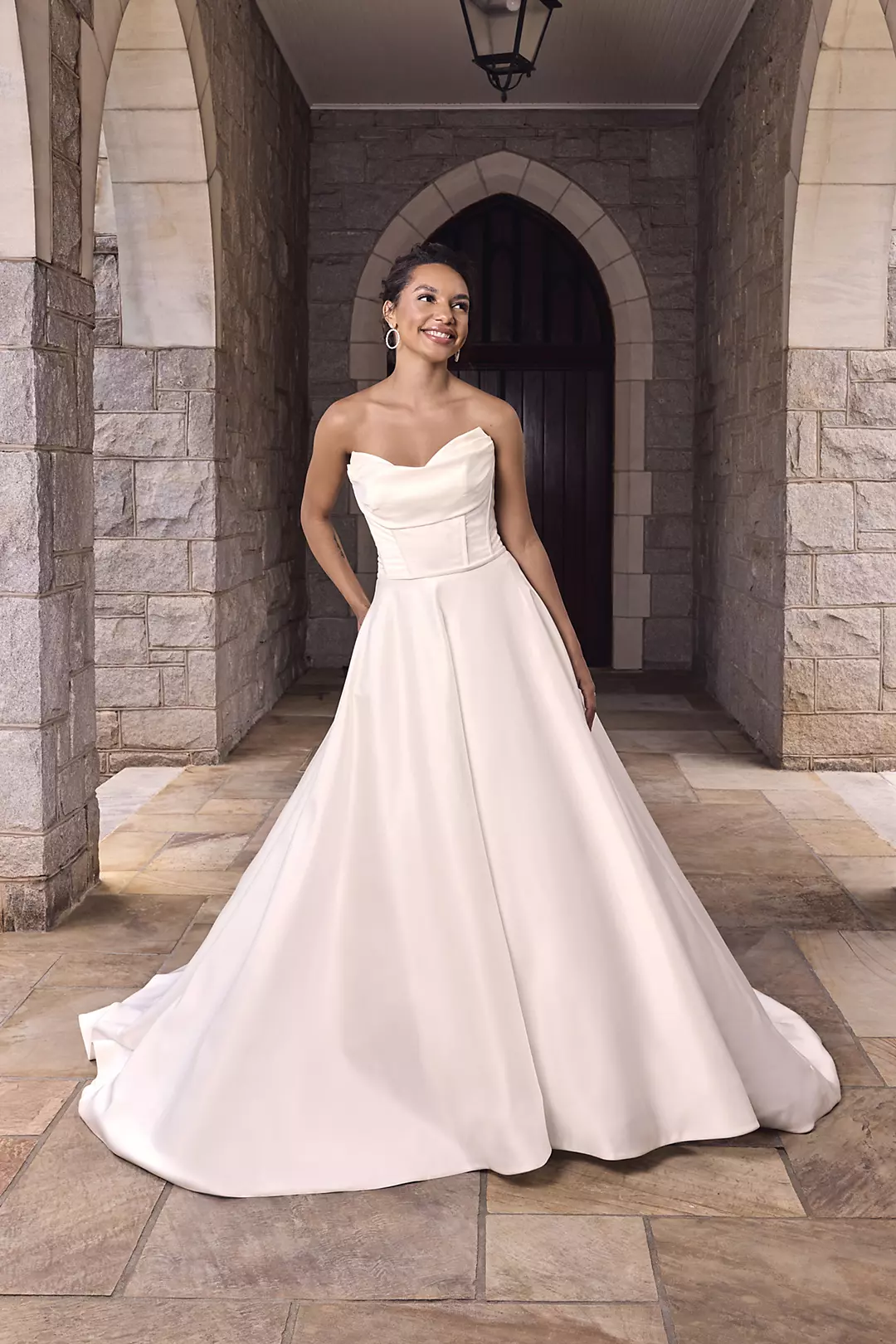 Satin Strapless Ball Gown Wedding Dress - Image 3
