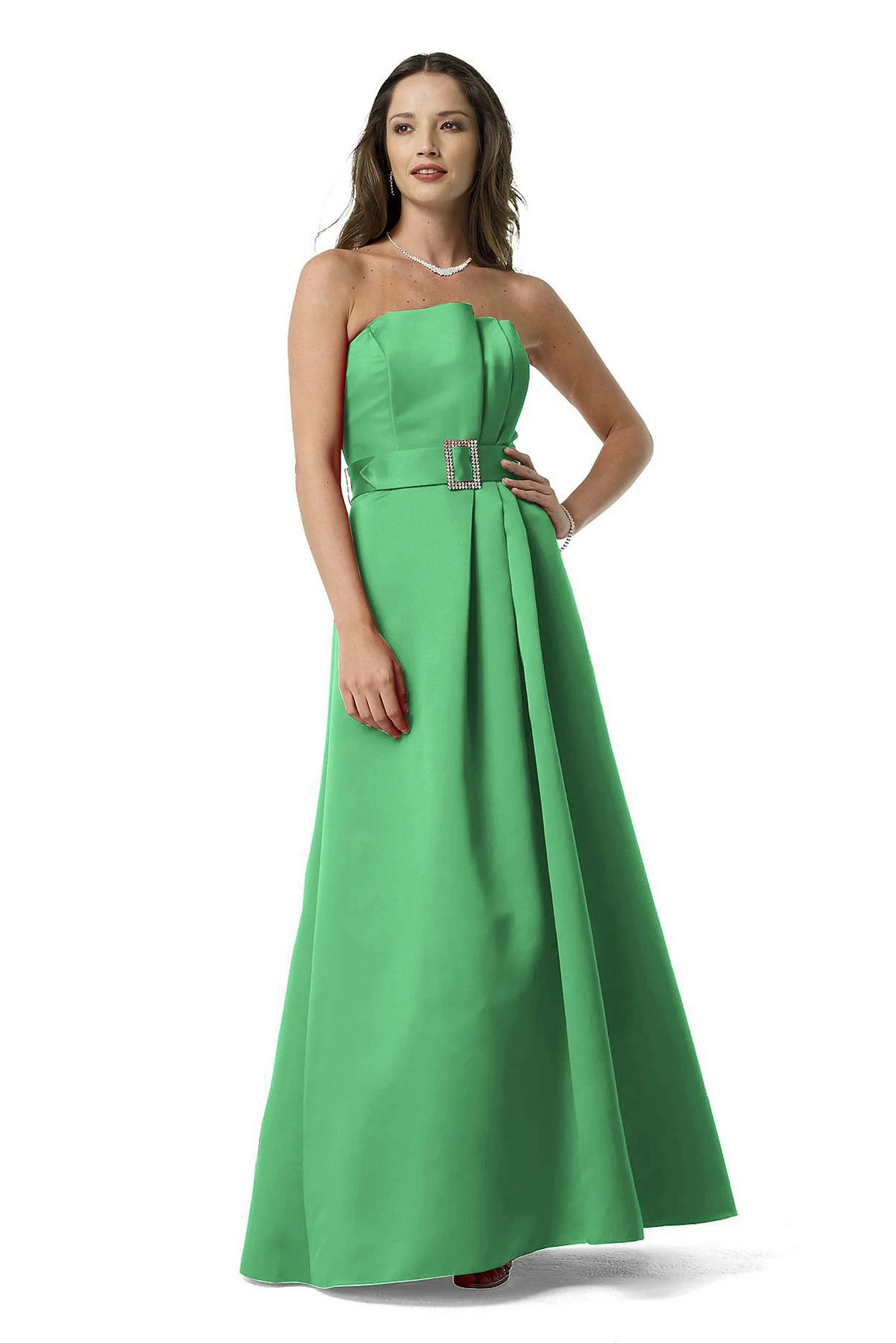 Satin Strapless Ballgown with Rhinestone Belt