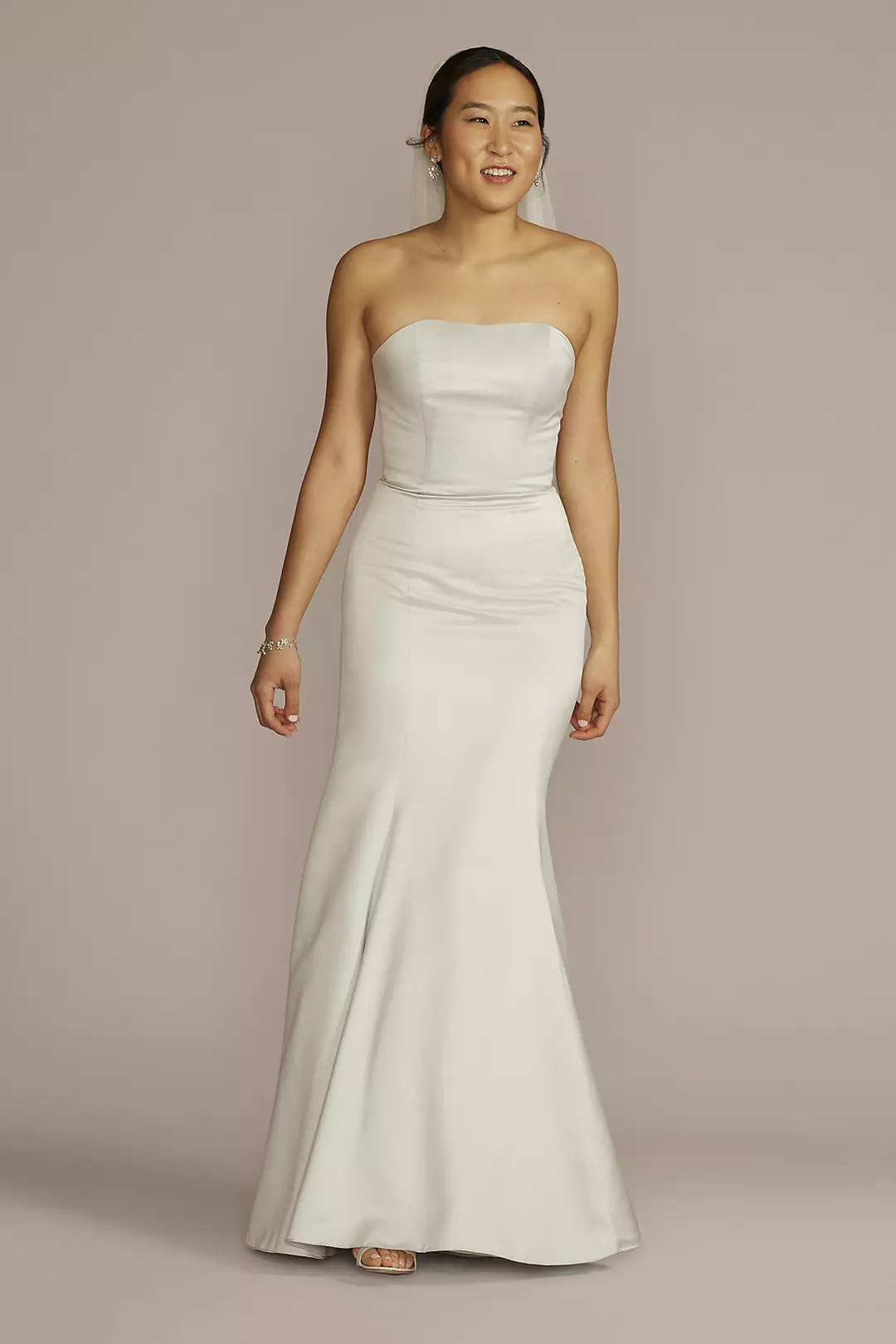 Satin Strapless Mermaid Wedding Dress - Image 2