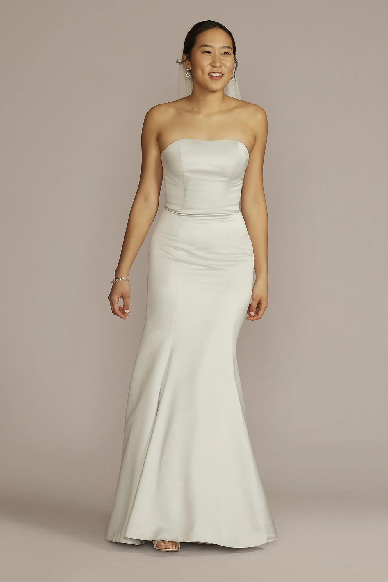 Satin Strapless Mermaid Wedding Dress - Image 3
