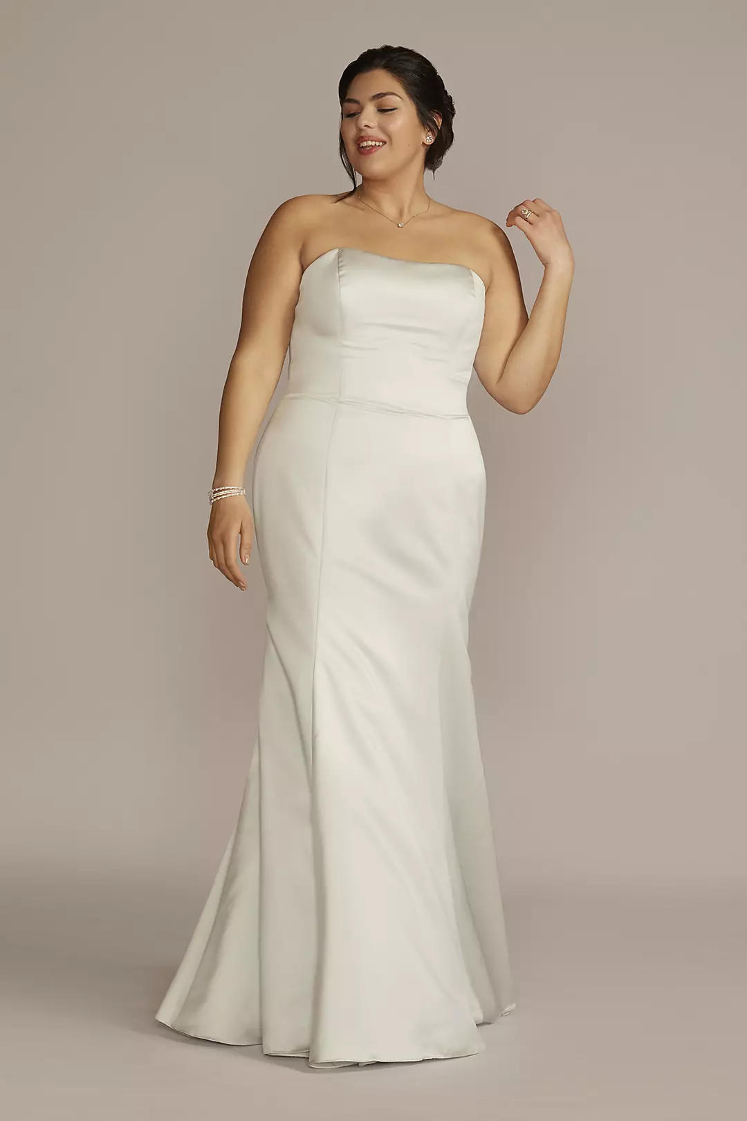 Satin Strapless Mermaid Wedding Dress - Image 5