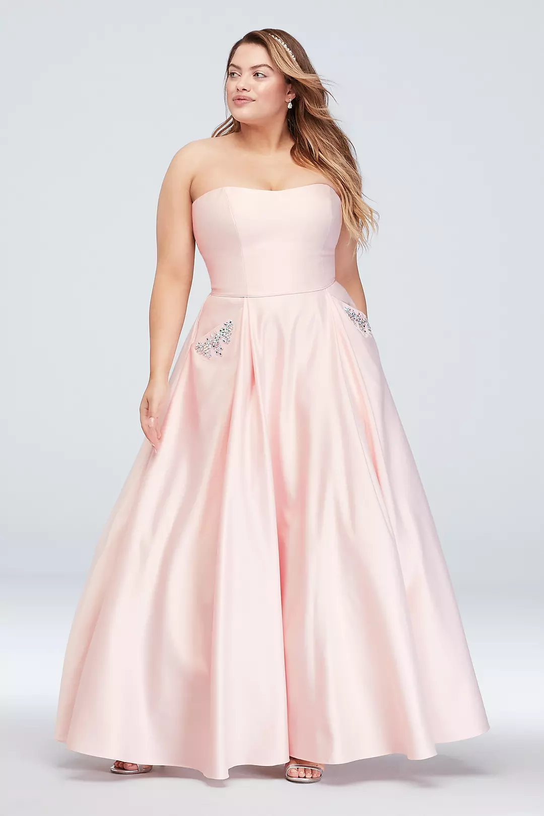 Satin Sweetheart Ball Gown with Crystal Pockets - Image 10