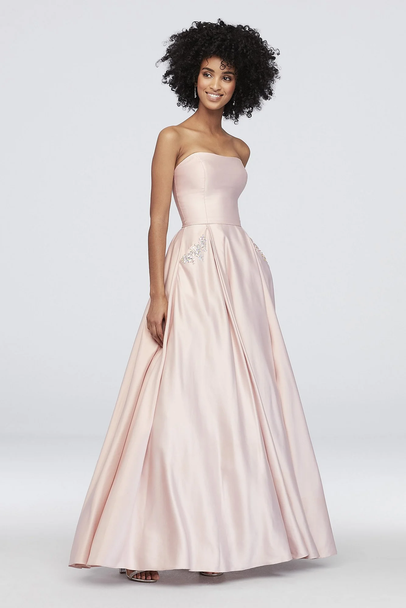 Satin Sweetheart Ball Gown with Crystal Pockets - Image 2