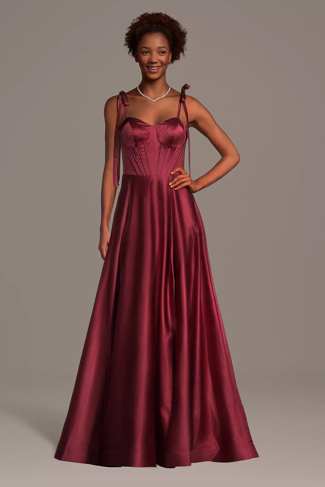 Satin Sweetheart Corset A-Line Dress