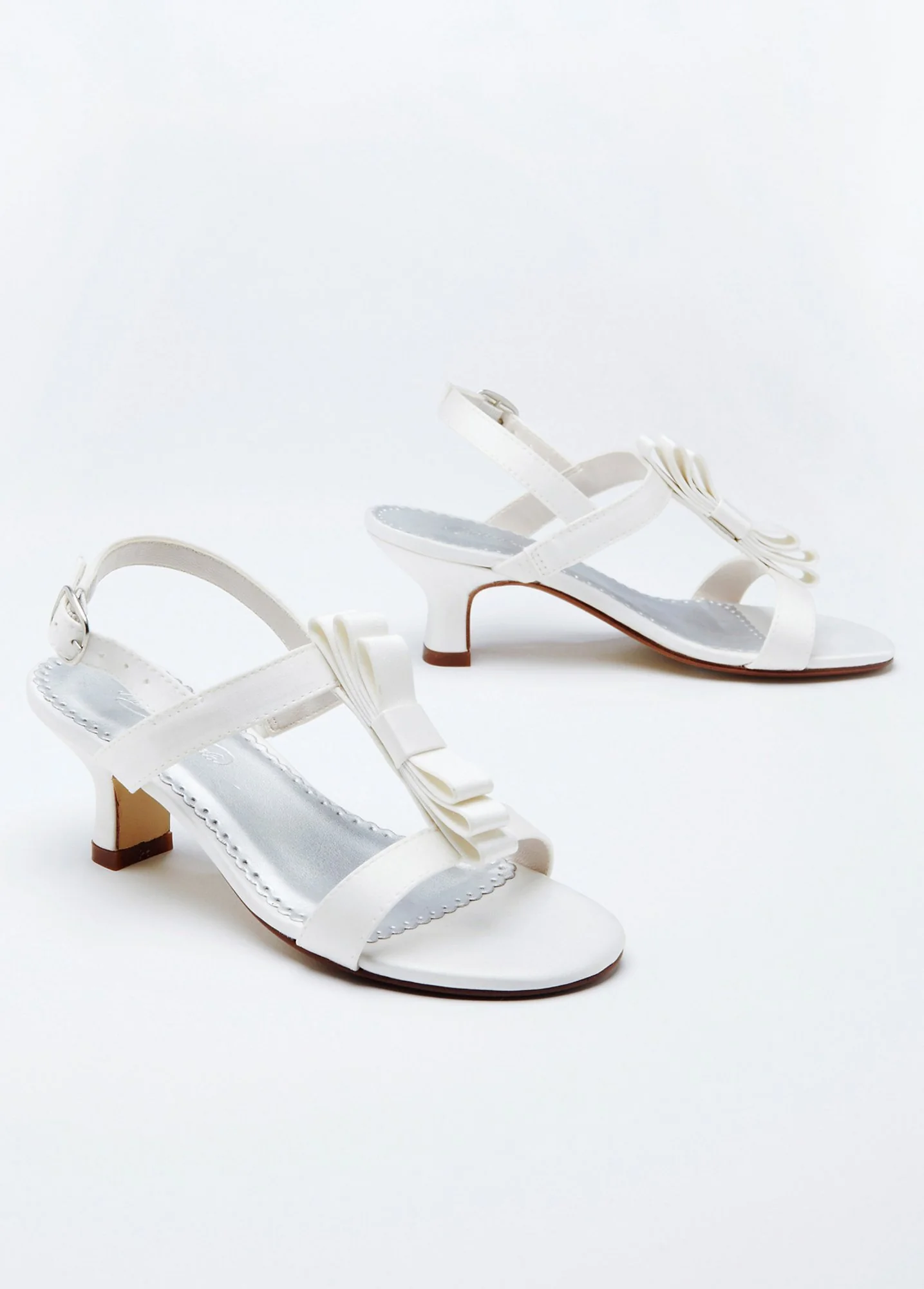Satin T-strap Sandal with Bow
