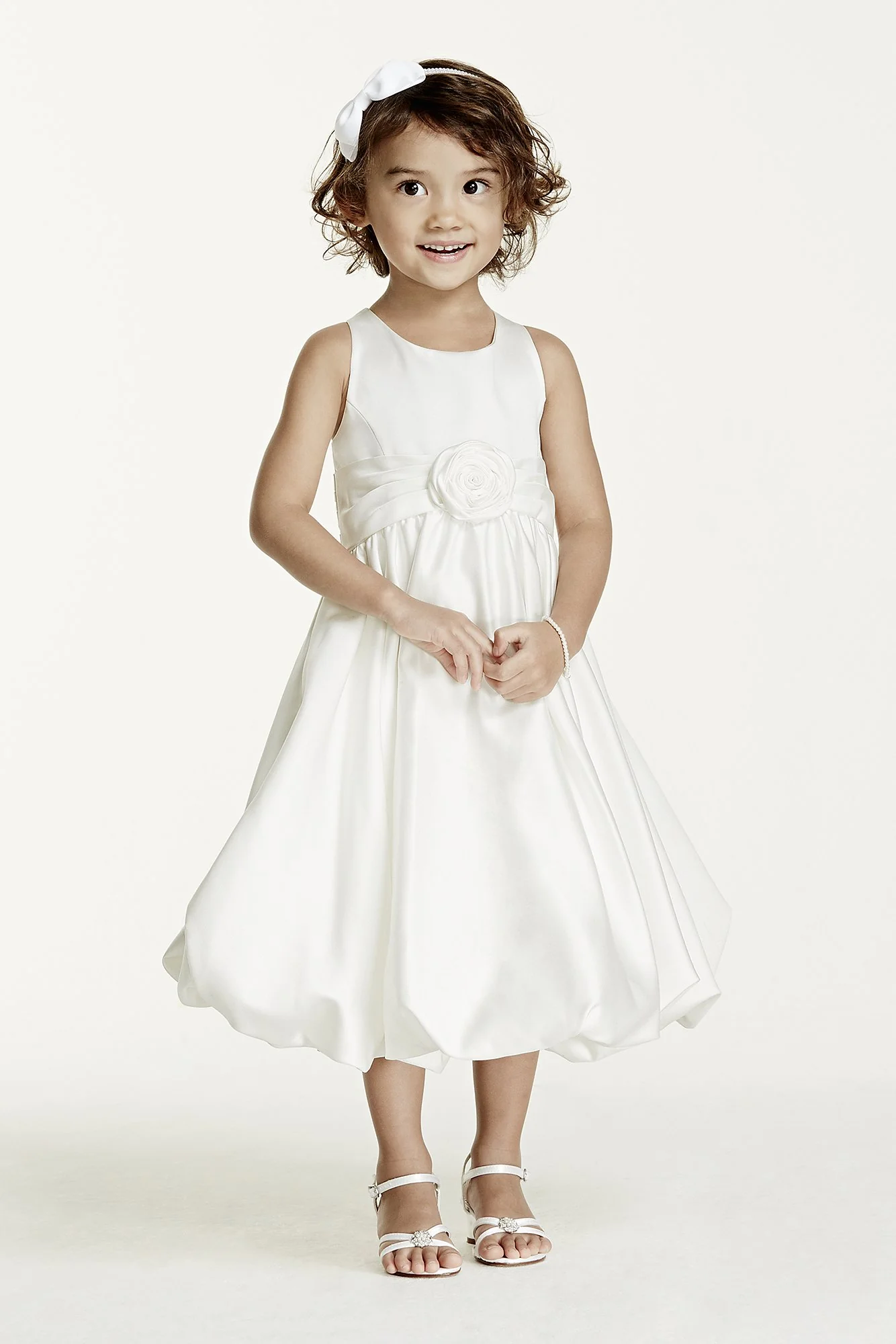 Satin Tank Bubble Dress with 3D Flower - Image 2