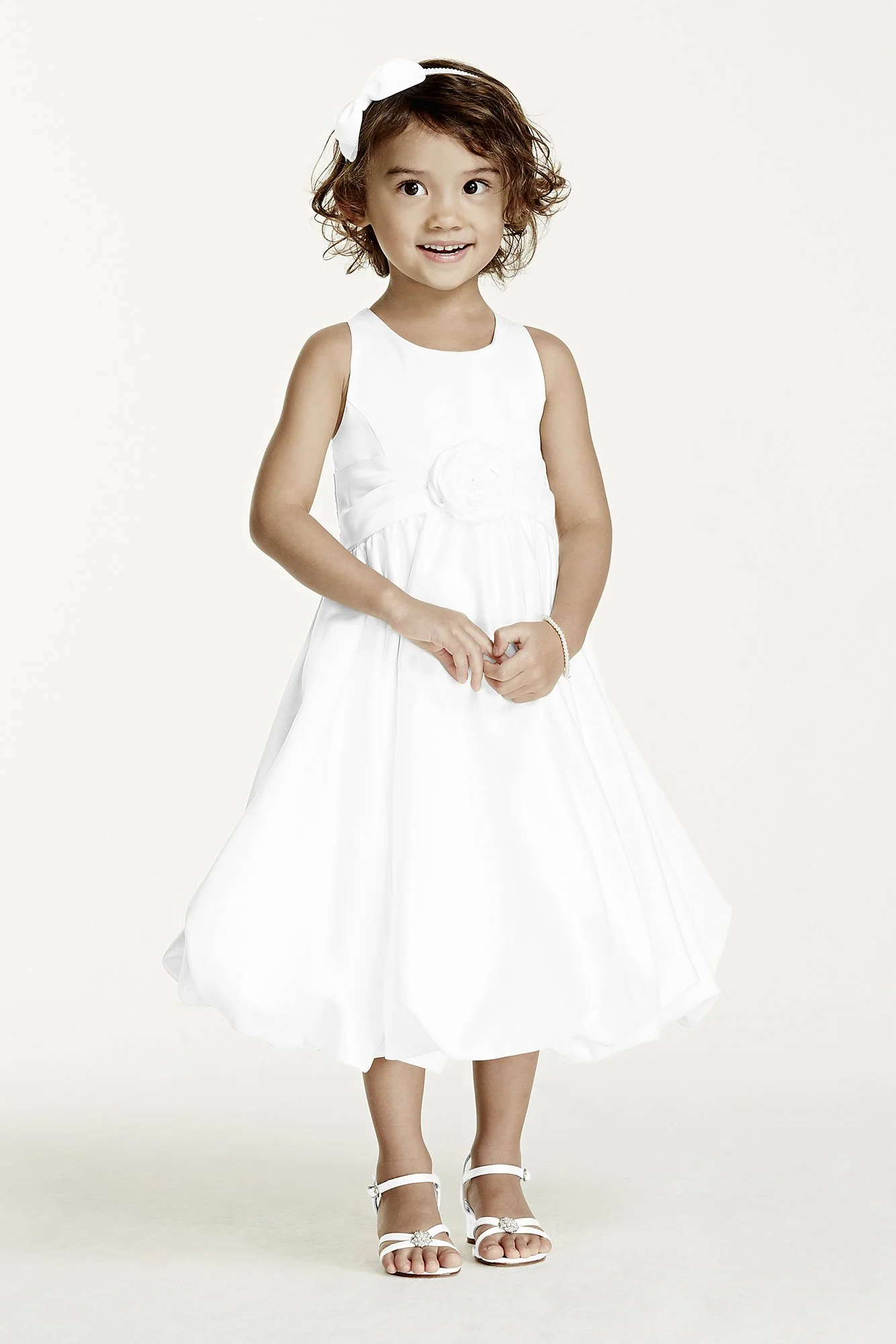 Satin Tank Bubble Dress with 3D Flower - Image 3