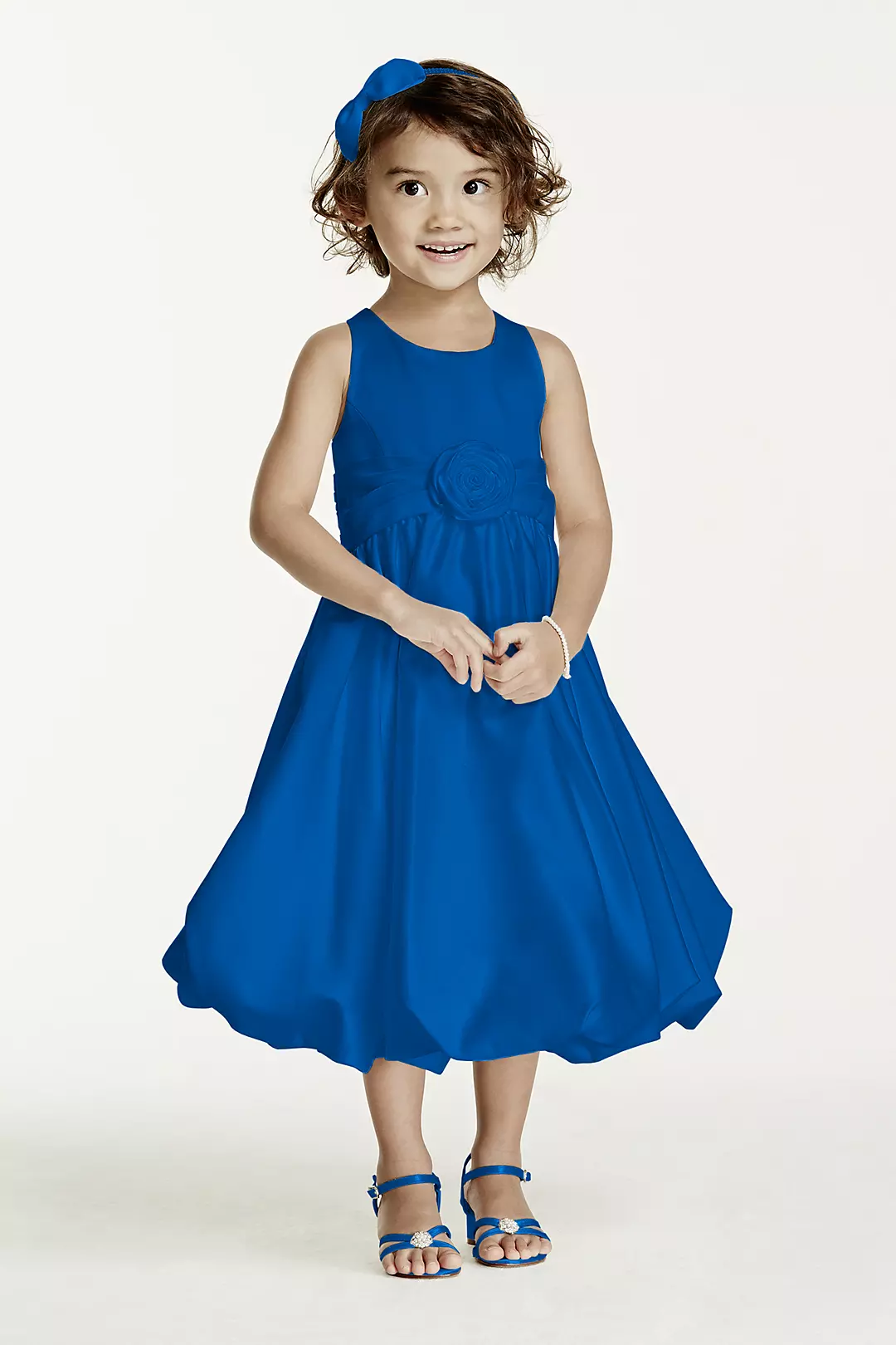 Satin Tank Bubble Dress with Flower Detail - Image 102