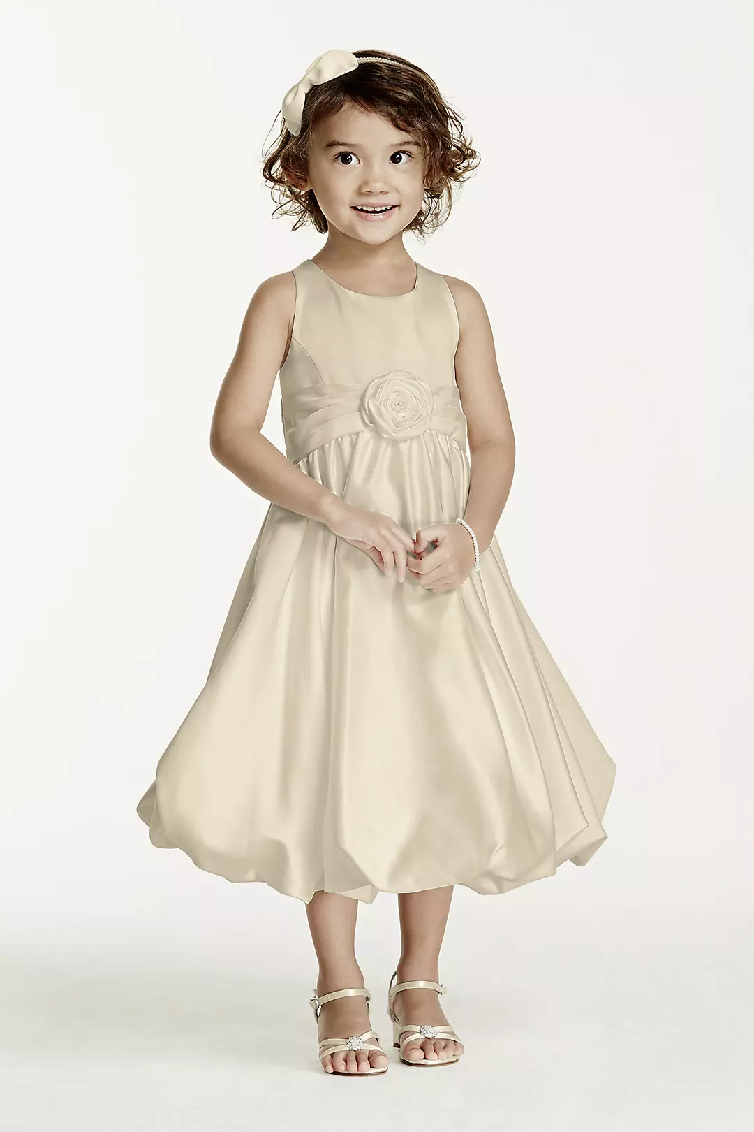 Satin Tank Bubble Dress with Flower Detail - Image 107
