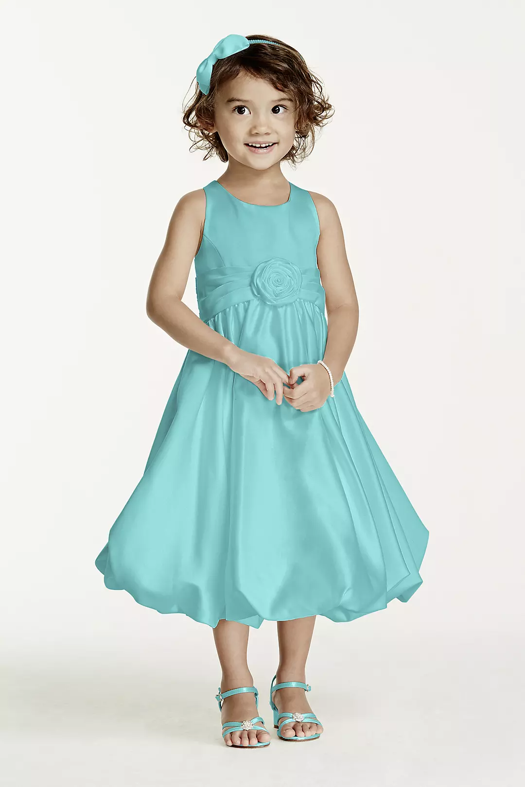 Satin Tank Bubble Dress with Flower Detail - Image 111