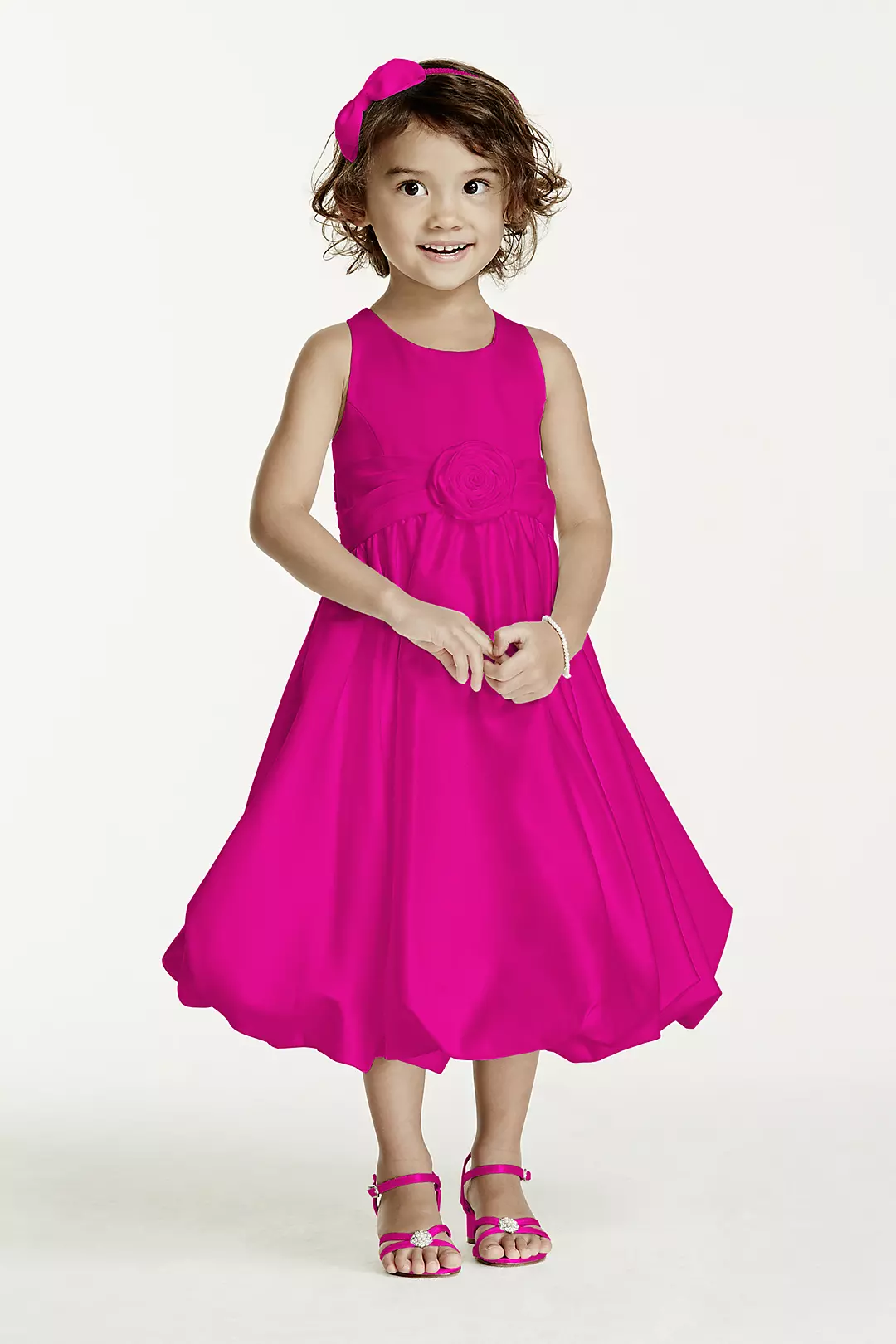Satin Tank Bubble Dress with Flower Detail - Image 112