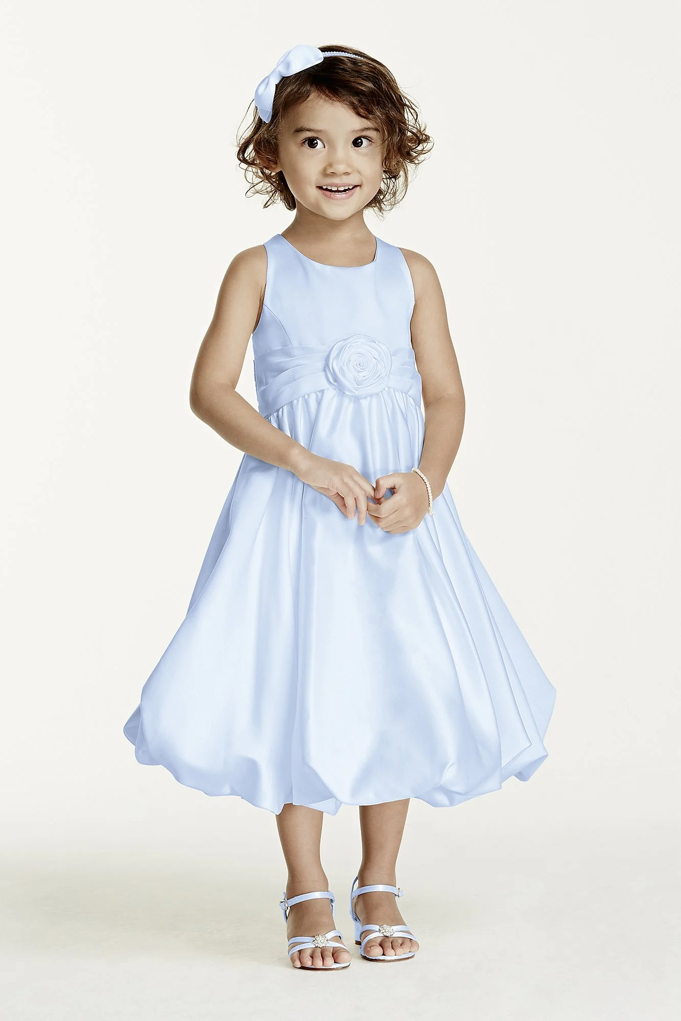 Satin Tank Bubble Dress with Flower Detail - Image 2