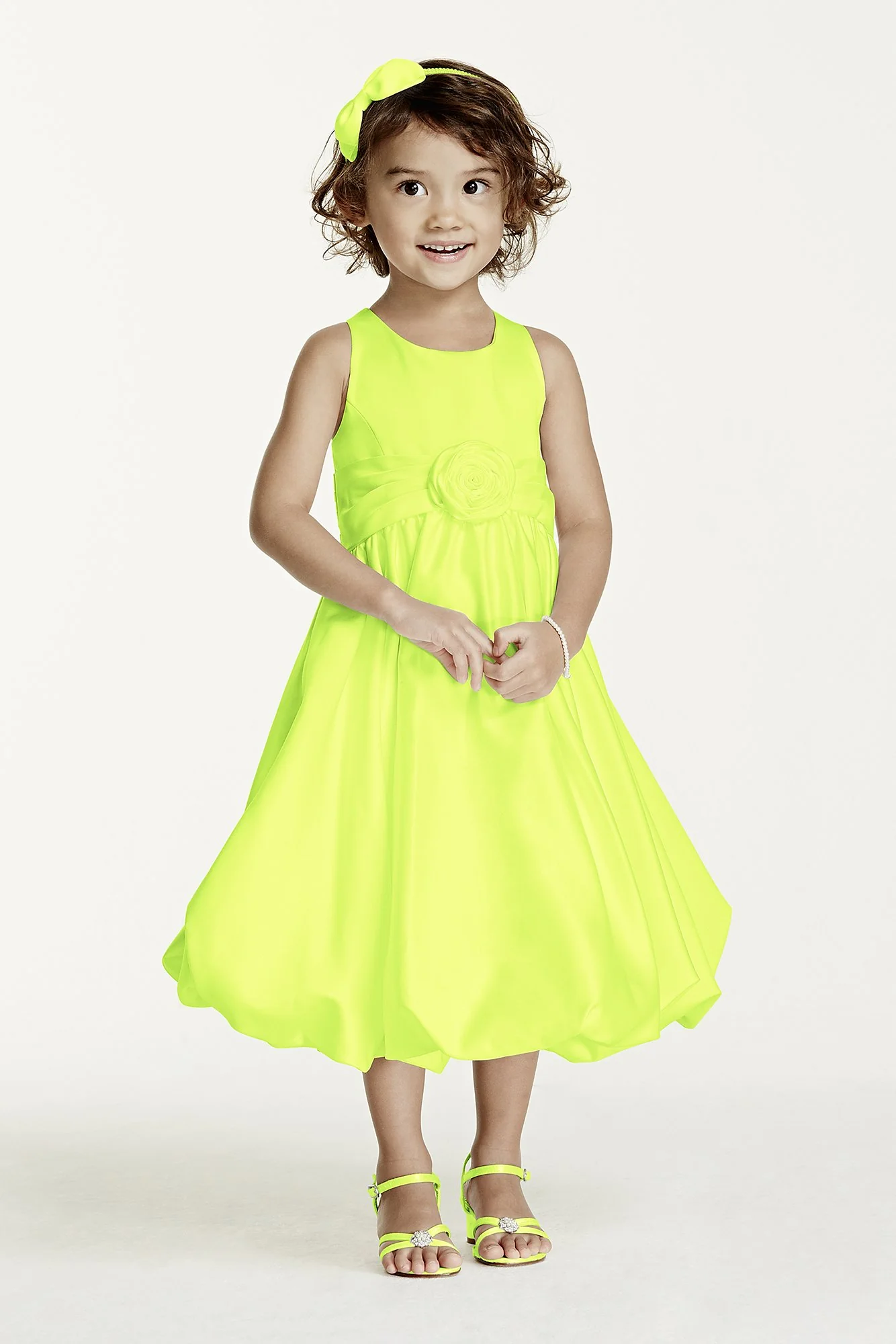 Satin Tank Bubble Dress with Flower Detail - Image 5