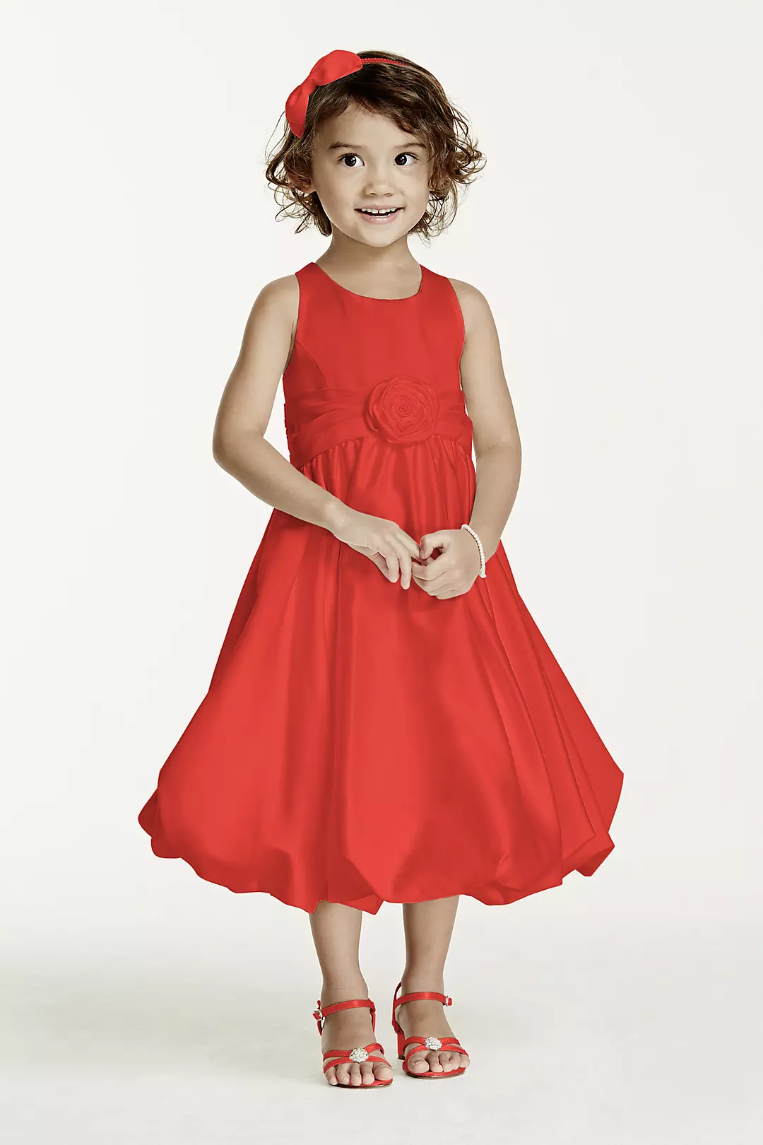 Satin Tank Bubble Dress with Flower Detail - Image 53