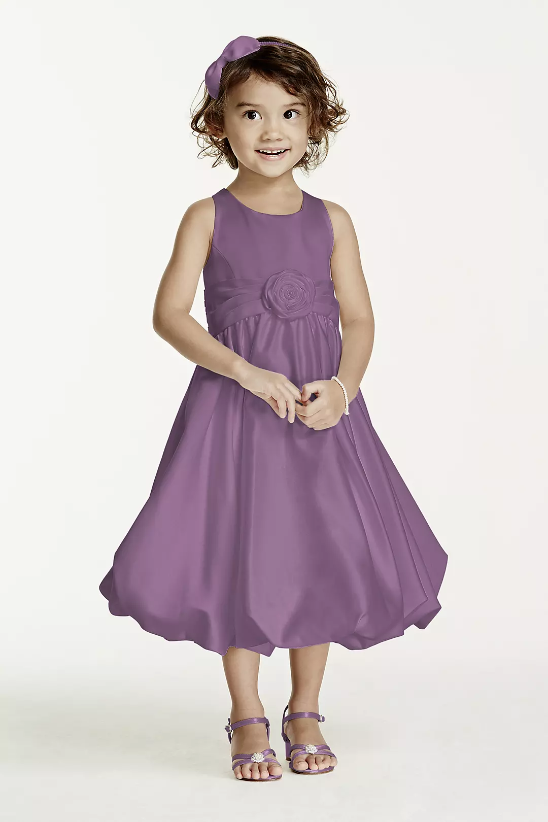 Satin Tank Bubble Dress with Flower Detail - Image 59