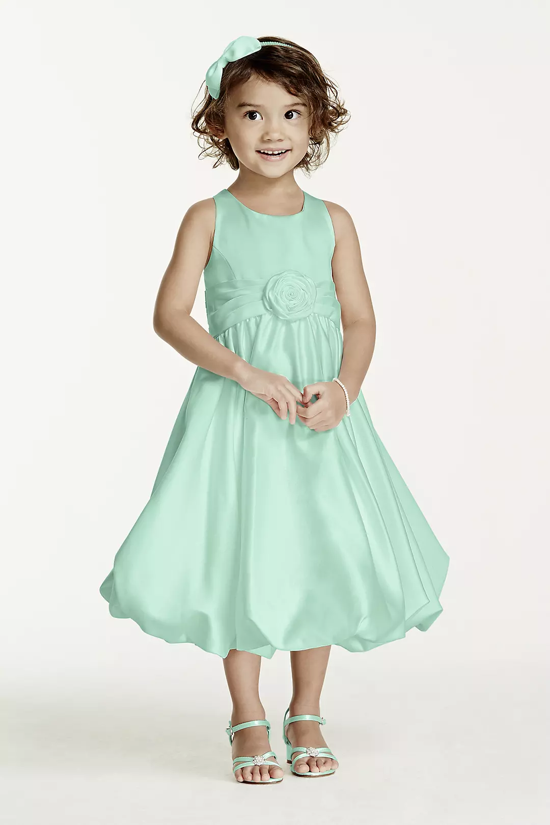 Satin Tank Bubble Dress with Flower Detail - Image 63
