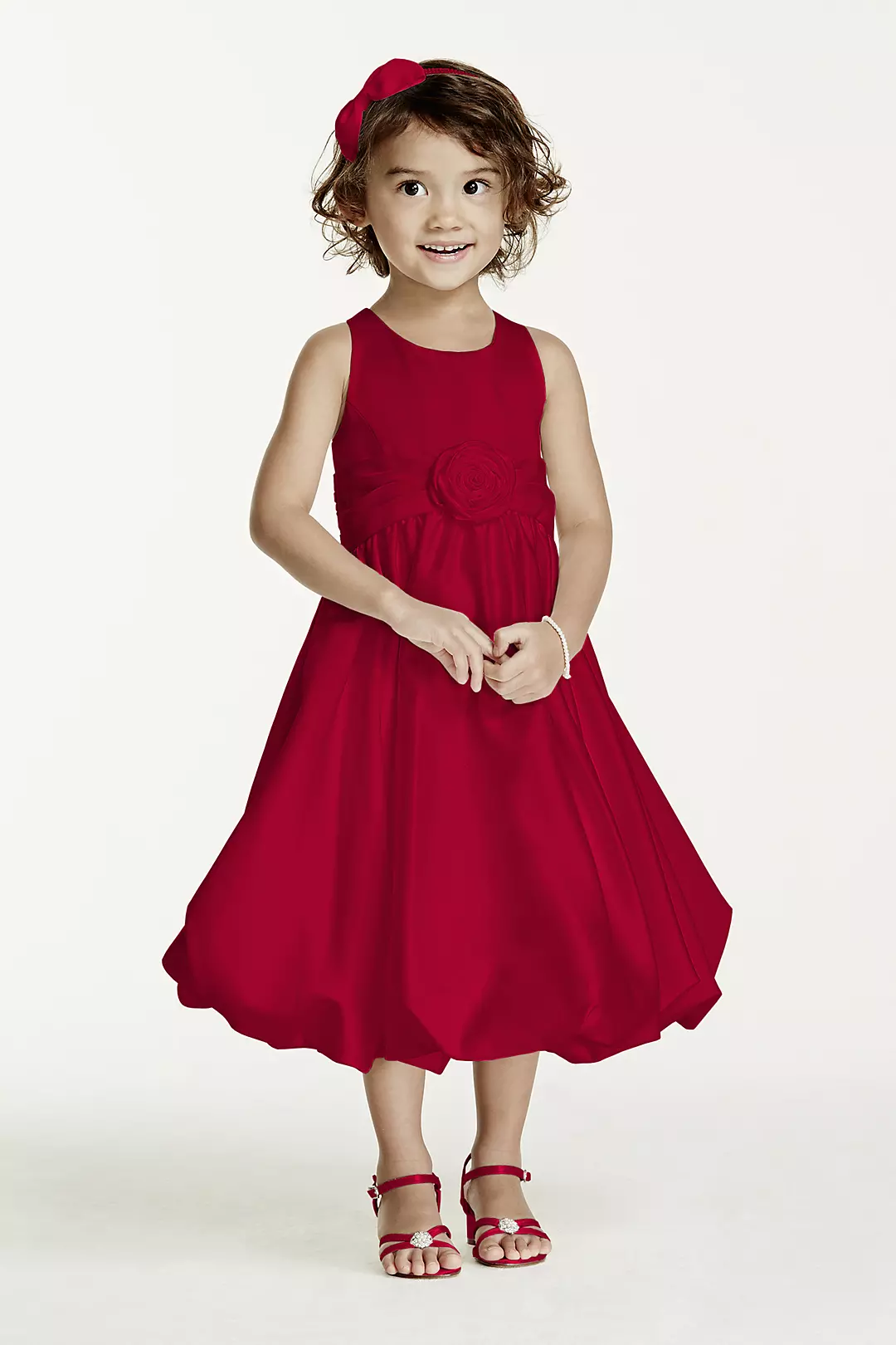 Satin Tank Bubble Dress with Flower Detail - Image 67