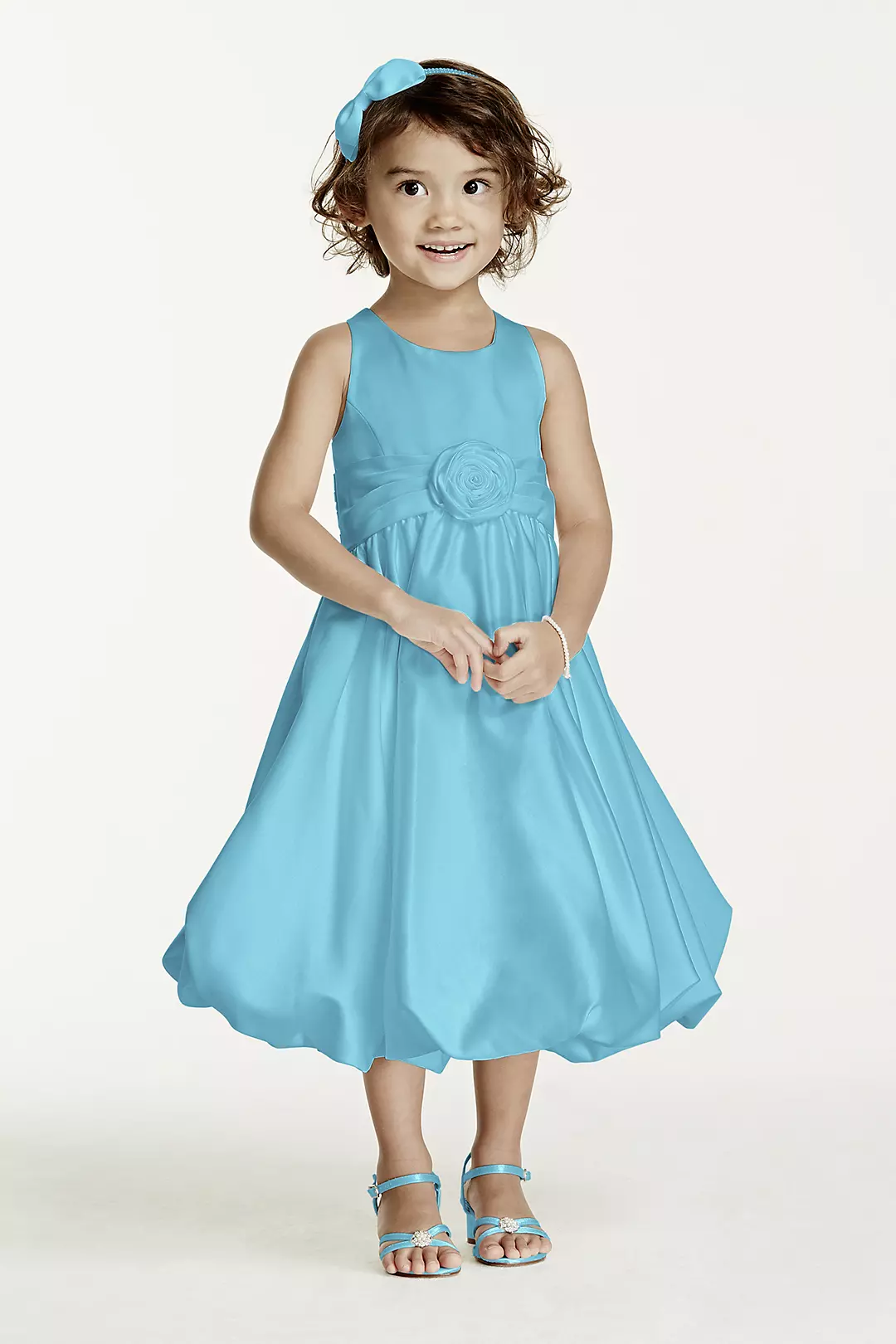 Satin Tank Bubble Dress with Flower Detail - Image 69